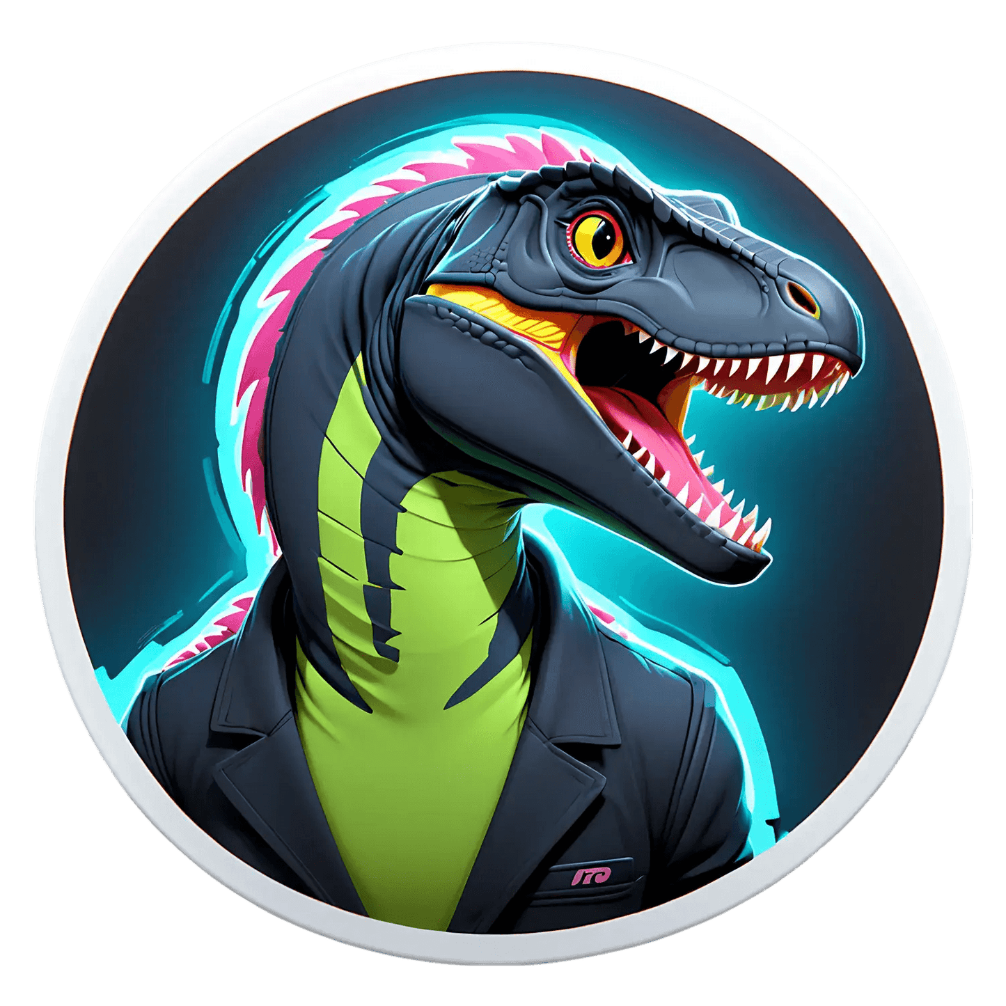 Dinosaur Raptor Sticker - Neon Style - Heat Press Transfer