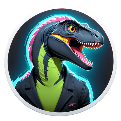 Dinosaur Raptor Sticker - Neon Style - Heat Press Transfer