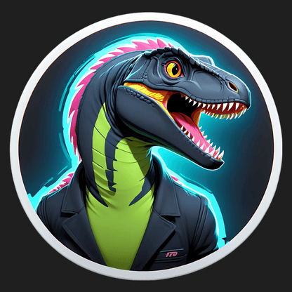 Dinosaur Raptor Sticker - Neon Style - Heat Press Transfer