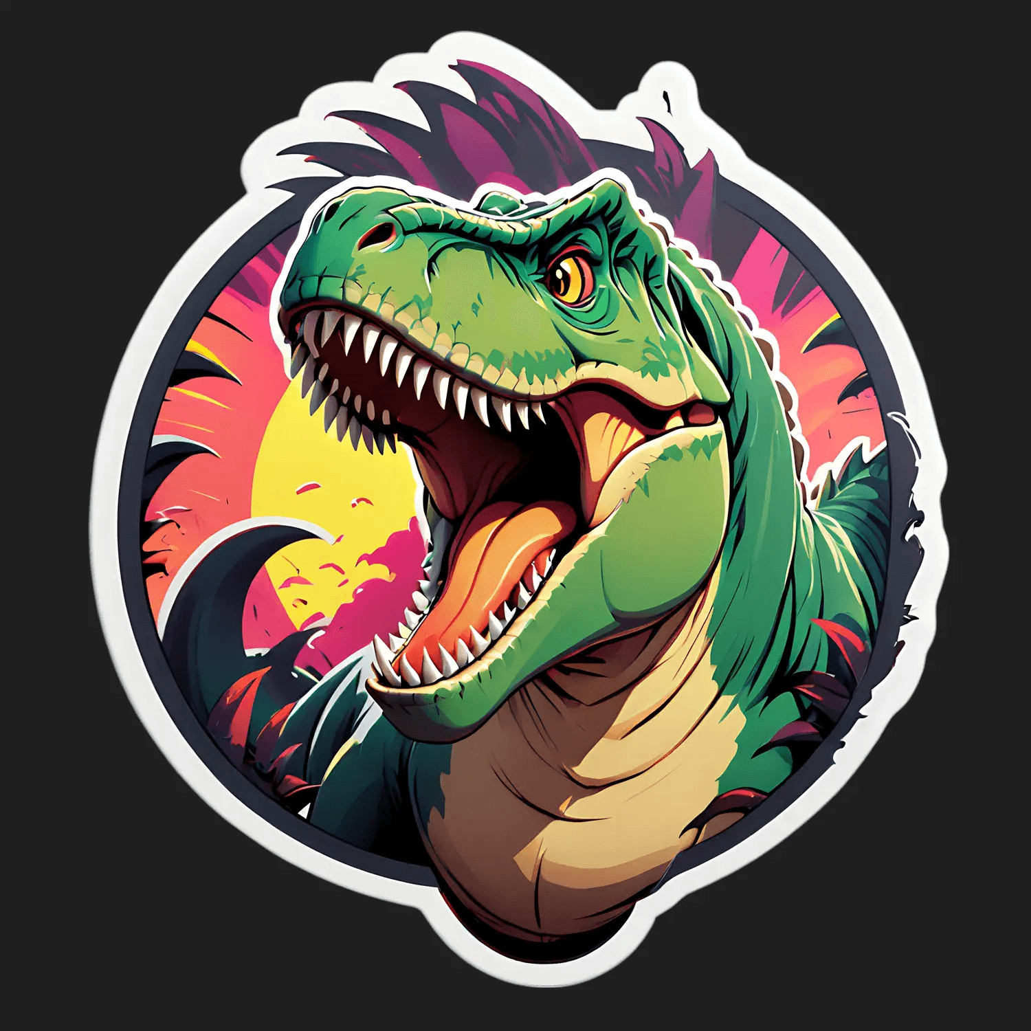 Dinosaur Roar Sticker - Vibrant UV DTF - Heat Press Transfer