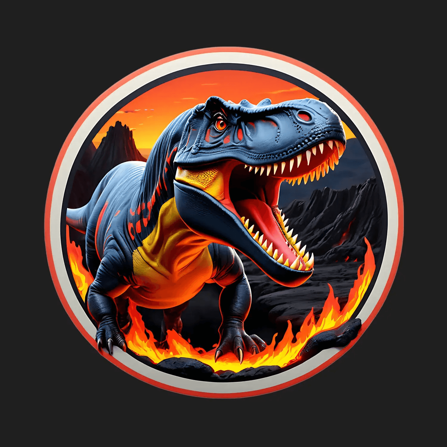 Dinosaur Roar - UV DTF Sticker - Heat Press Transfer