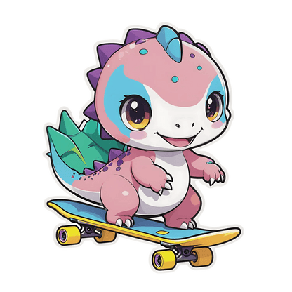 Dinosaur Skateboard - Sticker - Heat Press Transfer