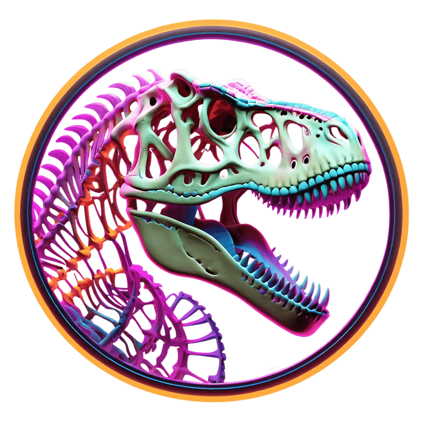 Dinosaur Skeleton - Rainbow Sticker - Heat Press Transfer