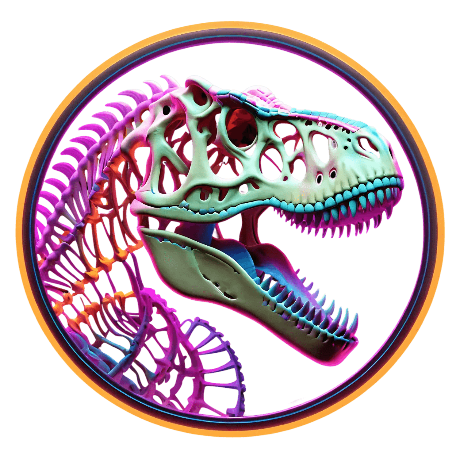 Dinosaur Skeleton - Rainbow Sticker - Heat Press Transfer
