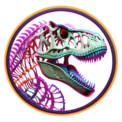 Dinosaur Skeleton - Rainbow Sticker - Heat Press Transfer