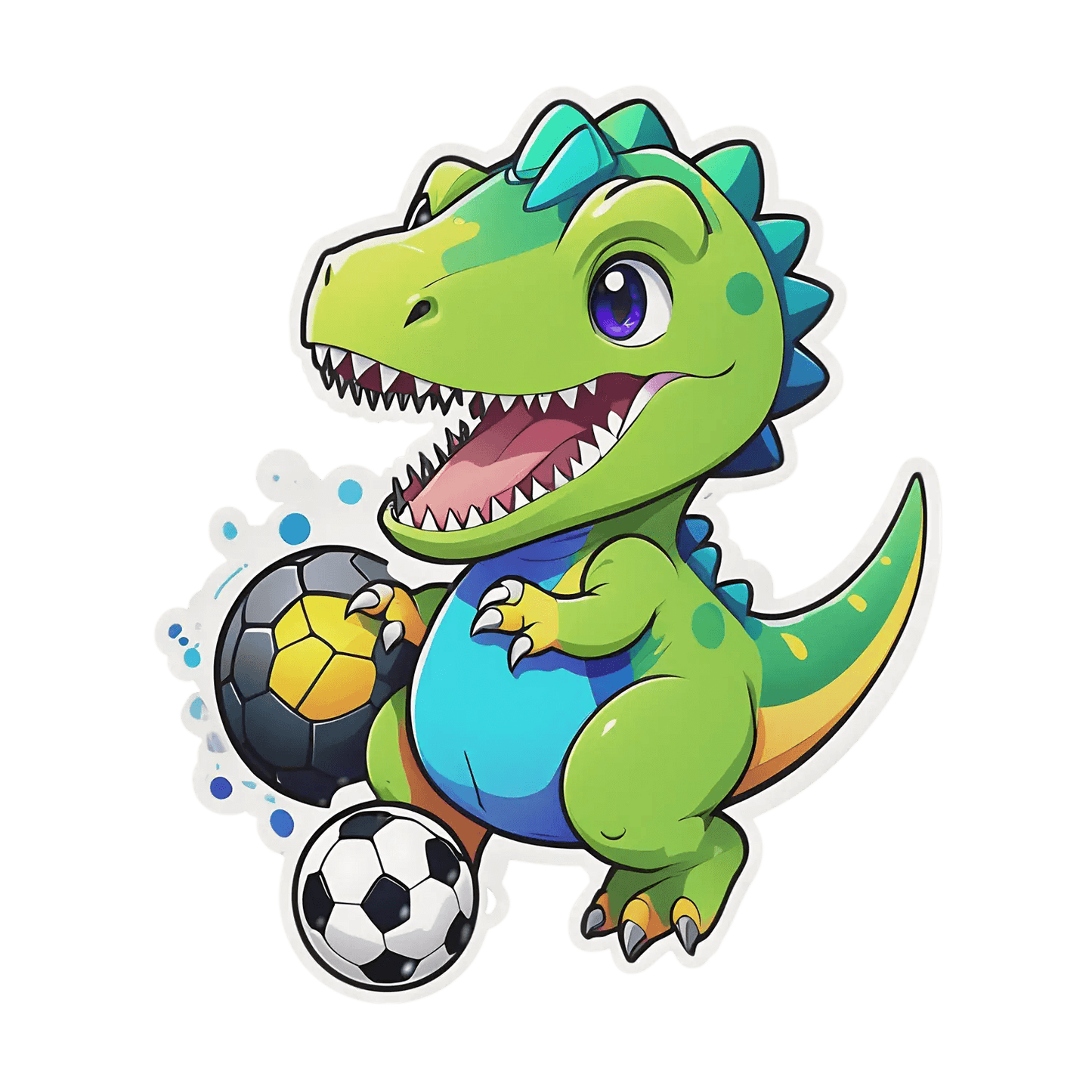 Dinosaur Soccer Sticker - Cute T-Rex Design - Heat Press Transfer