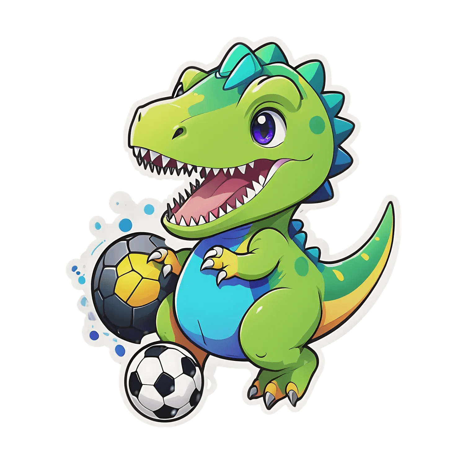 Dinosaur Soccer Sticker - Cute T-Rex Design - Heat Press Transfer