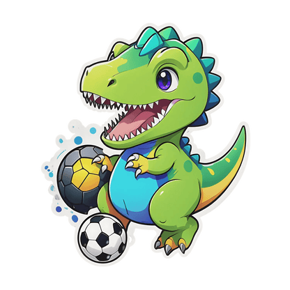 Dinosaur Soccer Sticker - Cute T-Rex Design - Heat Press Transfer
