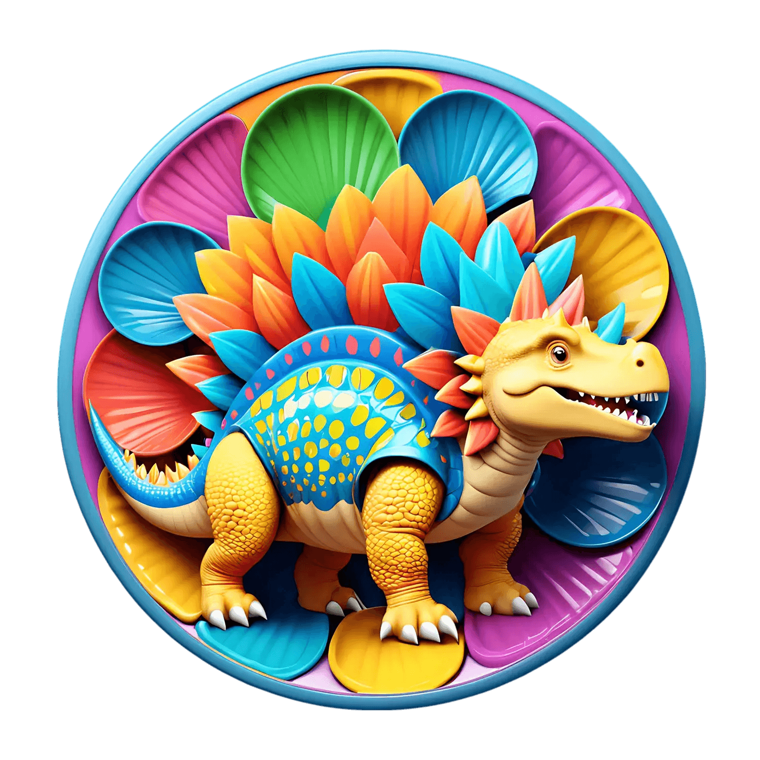 Dinosaur Sticker - Colorful Fantasy UV DTF - Heat Press Transfer