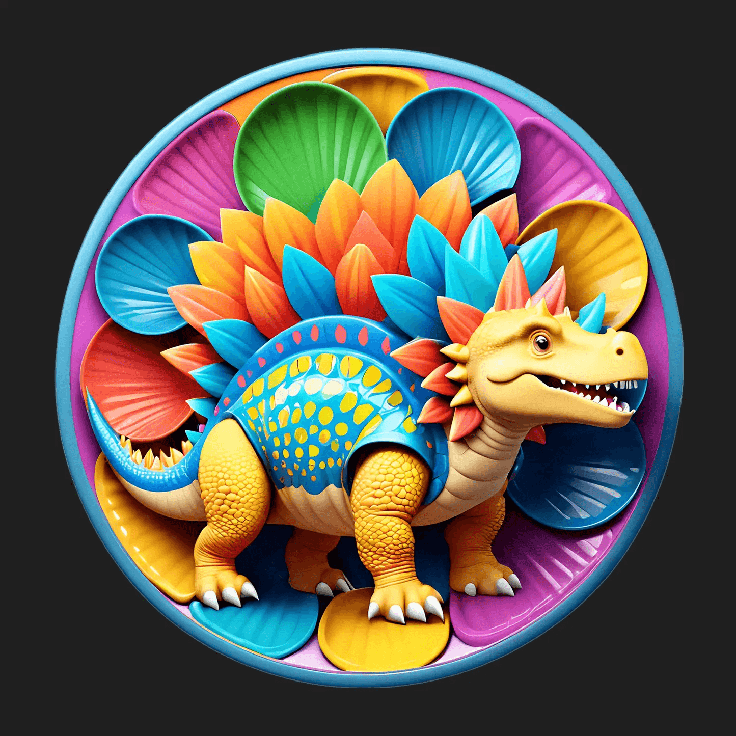 Dinosaur Sticker - Colorful Fantasy UV DTF - Heat Press Transfer