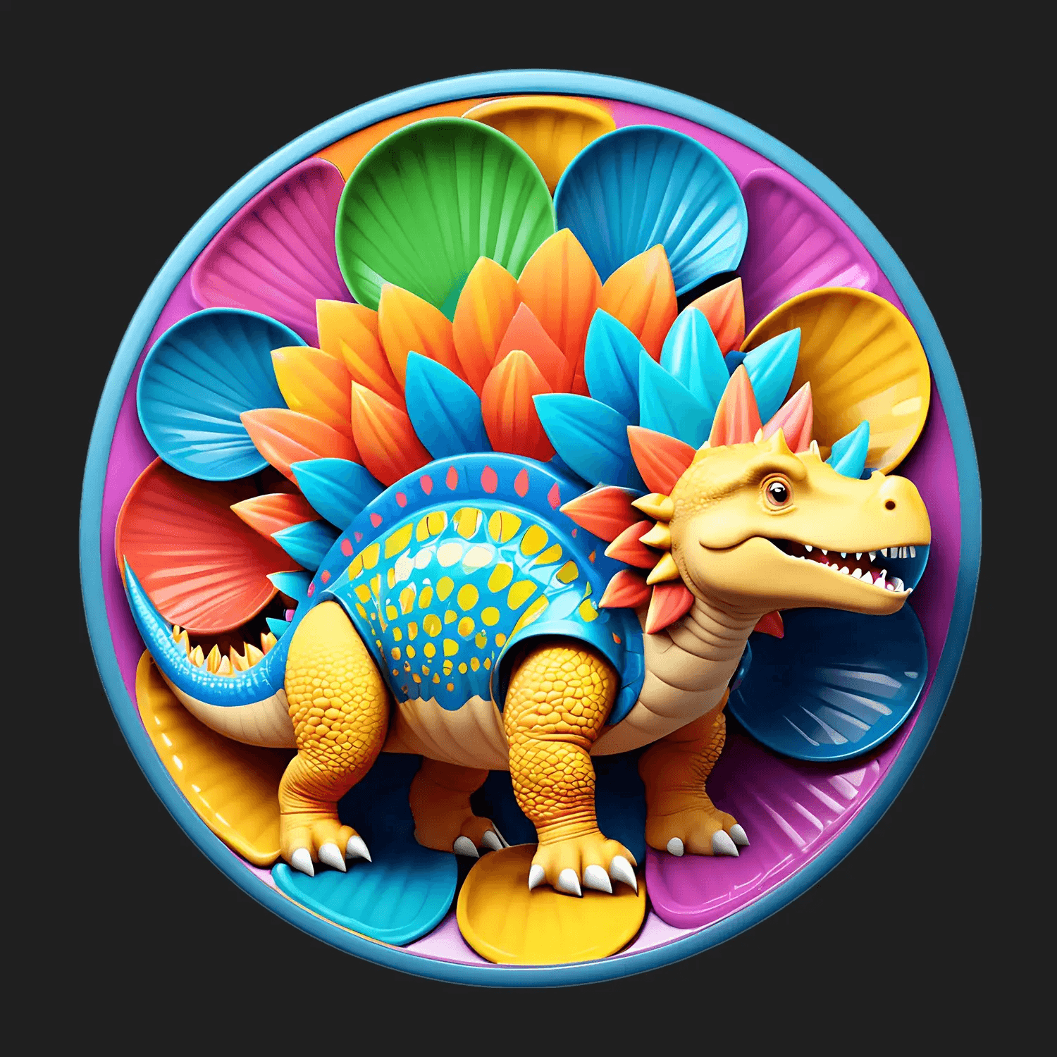 Dinosaur Sticker - Colorful Fantasy UV DTF - Heat Press Transfer