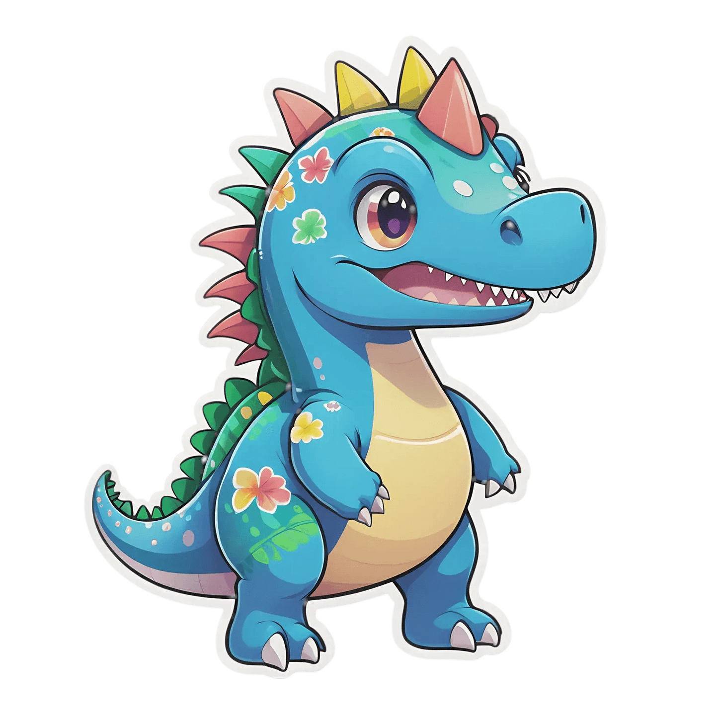 Dinosaur Sticker - Cute Floral Design - Heat Press Transfer