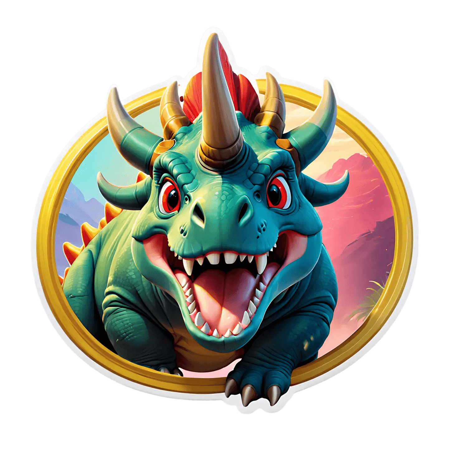 Dinosaur Sticker - Cute Triceratops Design - Heat Press Transfer
