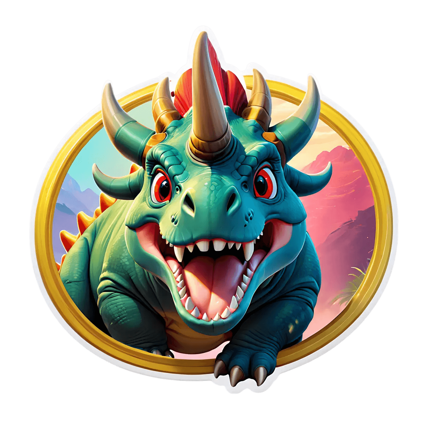 Dinosaur Sticker - Cute Triceratops Design - Heat Press Transfer