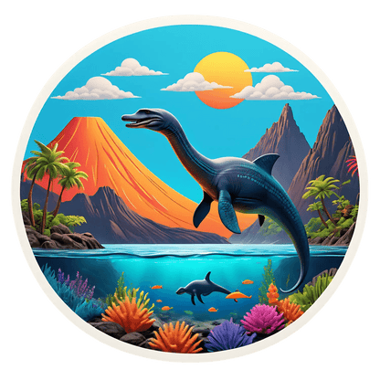 Dinosaur Sticker - Jurassic Seascape - Heat Press Transfer