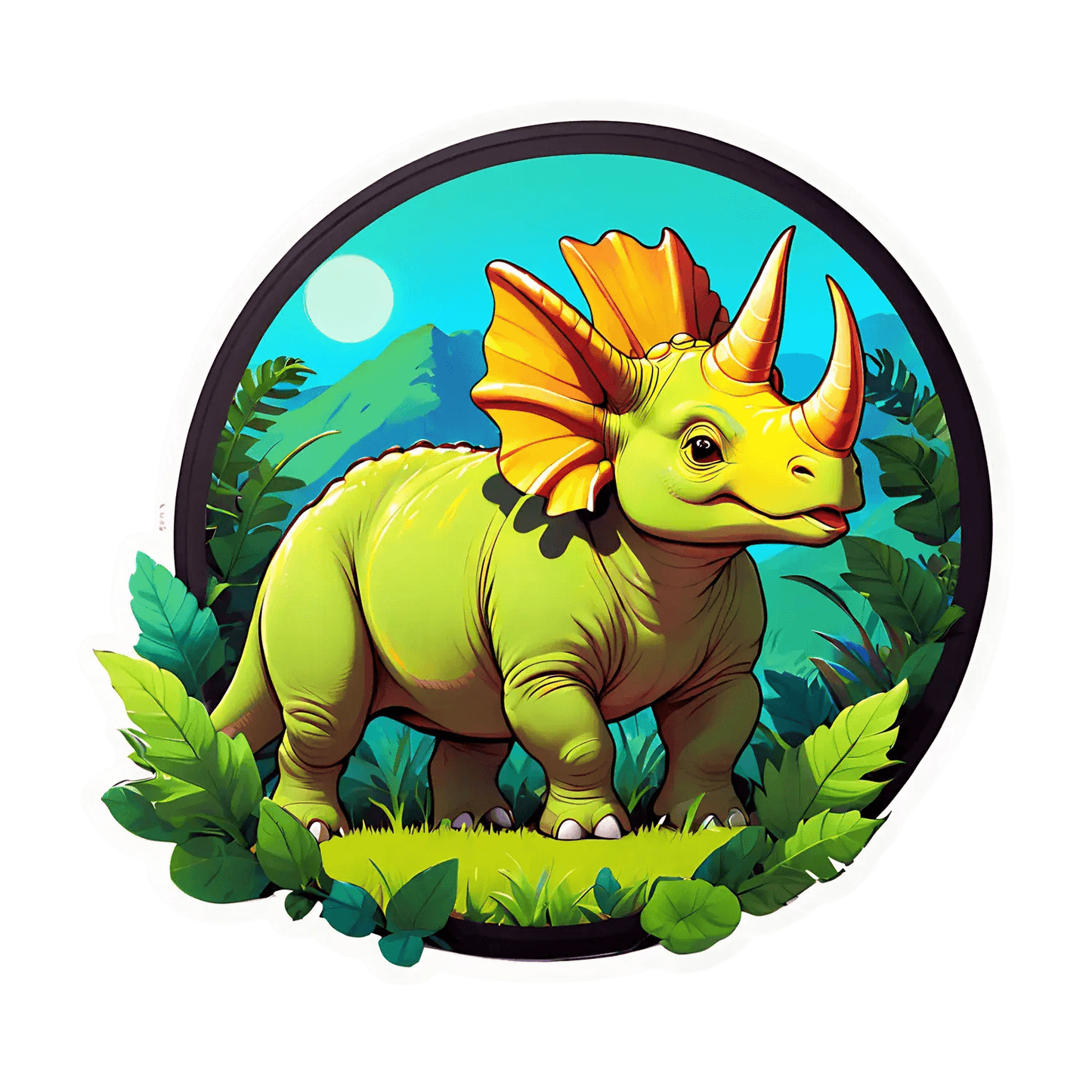 Dinosaur Sticker - UV Vibrant Triceratops - Heat Press Transfer