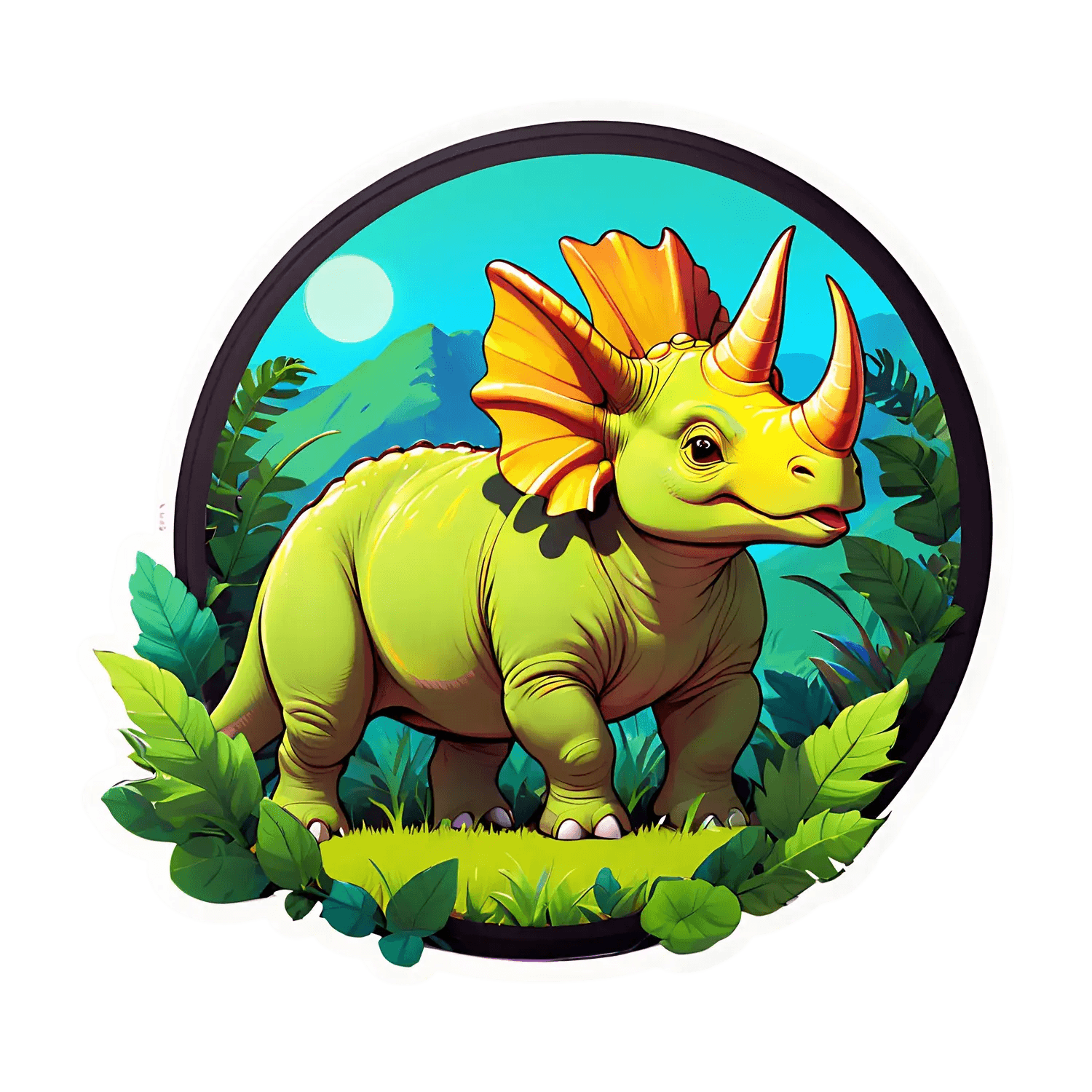 Dinosaur Sticker - UV Vibrant Triceratops - Heat Press Transfer