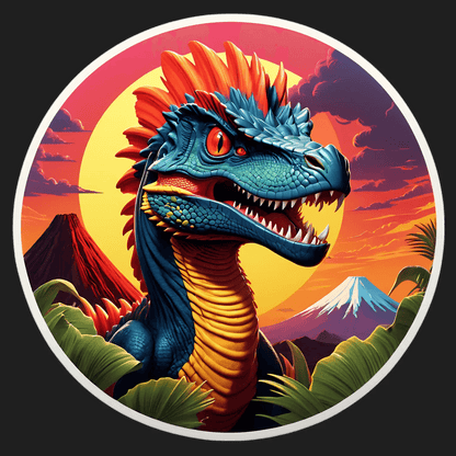 Dinosaur Sticker - Vibrant Prehistoric Sunset - Heat Press Transfer