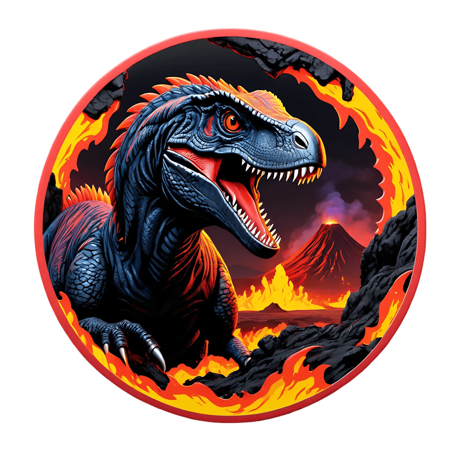 Dinosaur Sticker - Volcanic Eruption Theme - Heat Press Transfer
