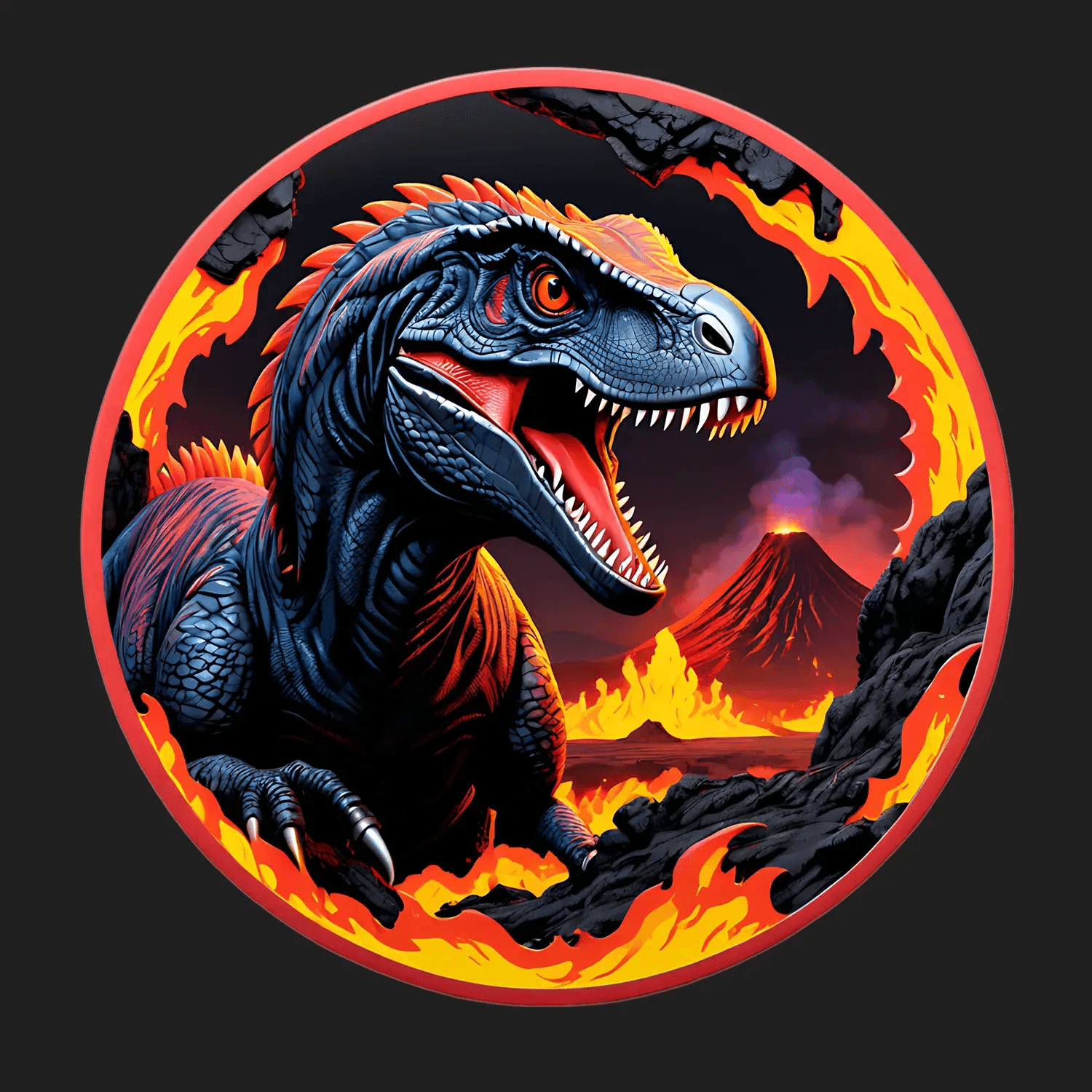 Dinosaur Sticker - Volcanic Eruption Theme - Heat Press Transfer