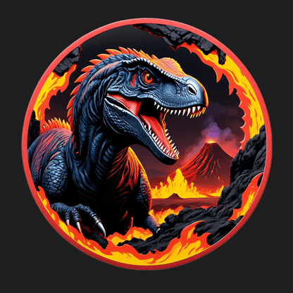 Dinosaur Sticker - Volcanic Eruption Theme - Heat Press Transfer