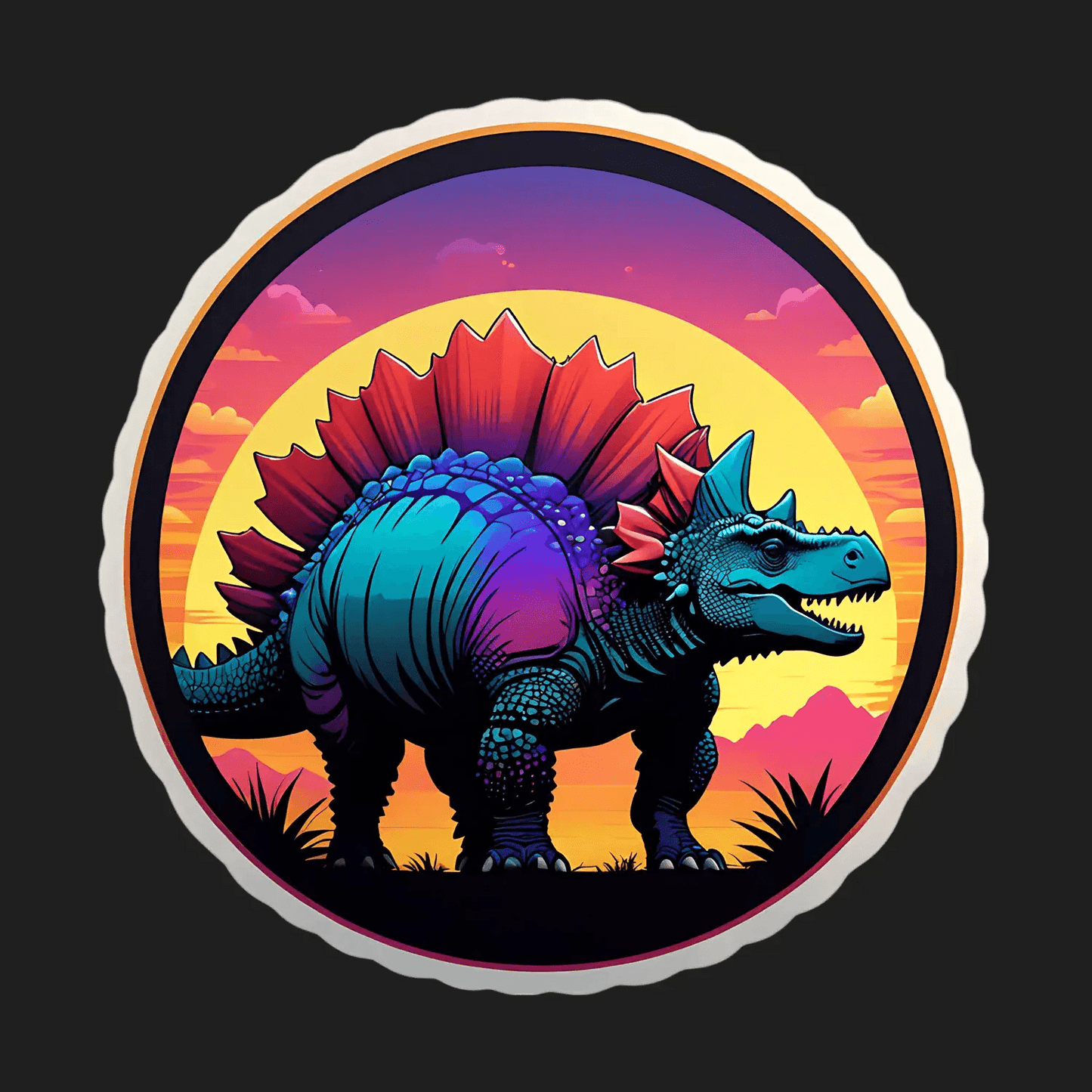 Dinosaur Sunrise - Vibrant Sticker - Heat Press Transfer