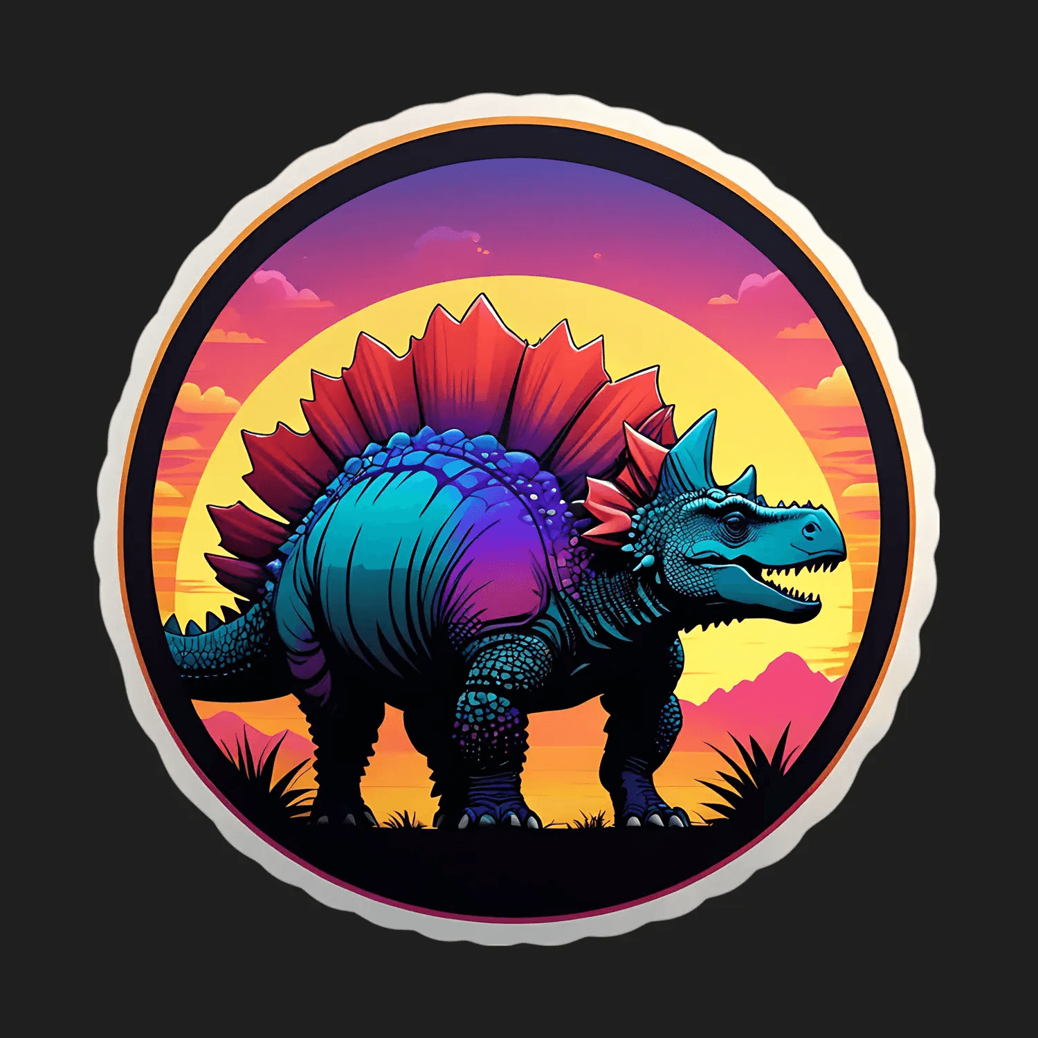 Dinosaur Sunrise - Vibrant Sticker - Heat Press Transfer