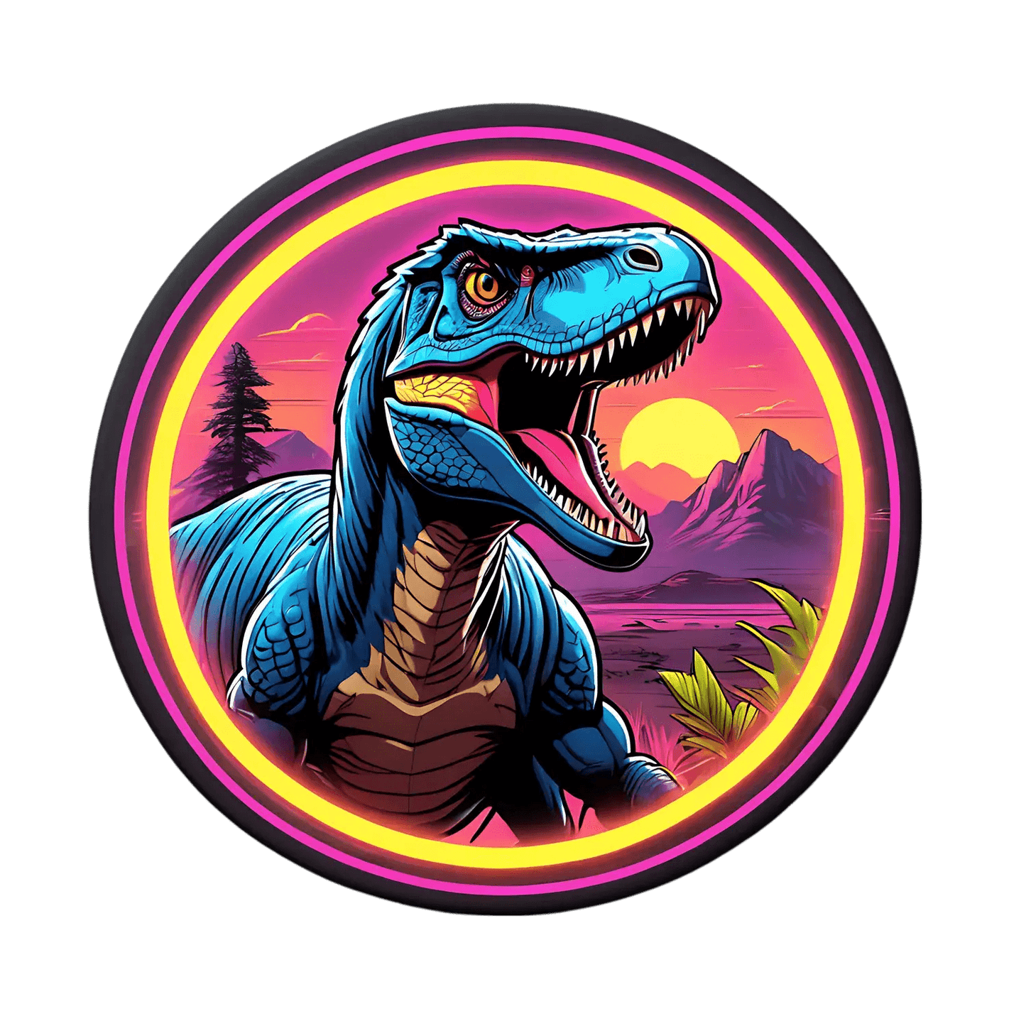 Dinosaur Sunset Glow - Sticker - Heat Press Transfer