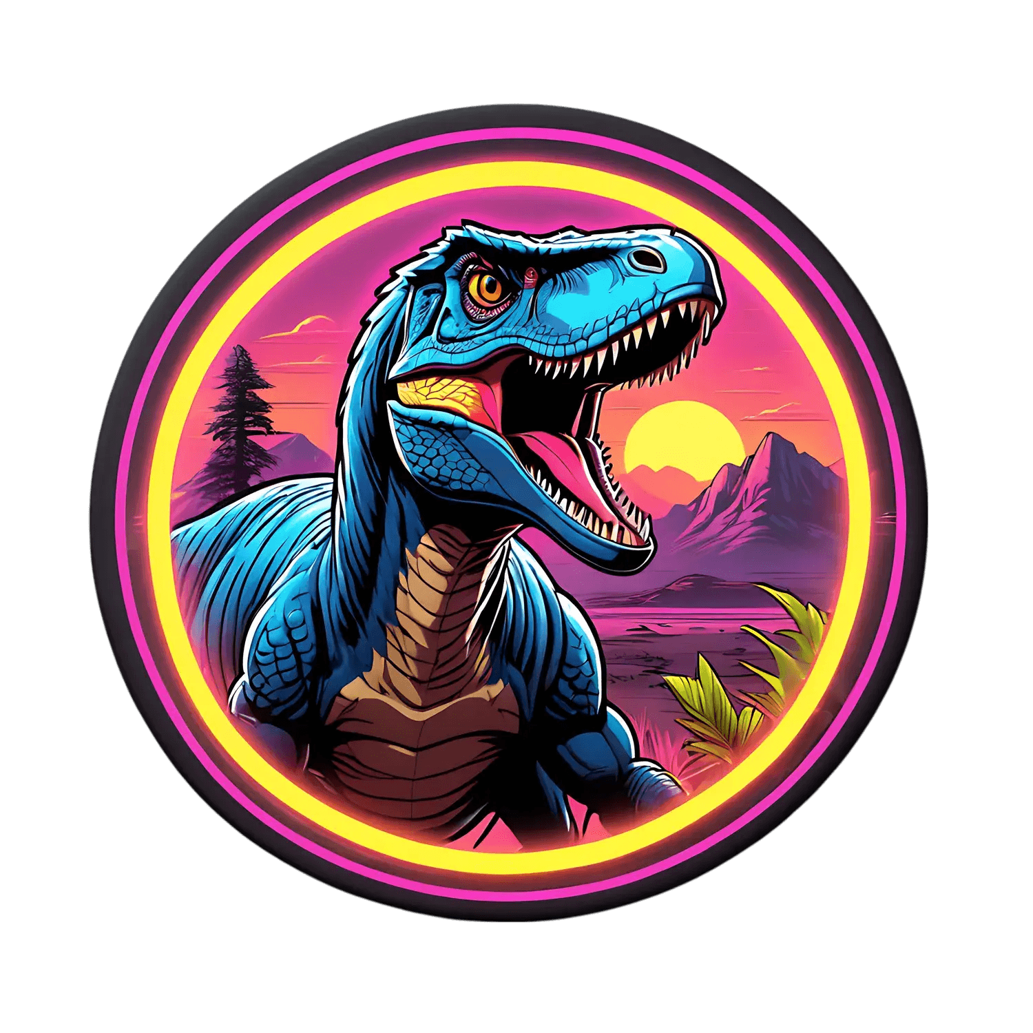 Dinosaur Sunset Glow - Sticker - Heat Press Transfer