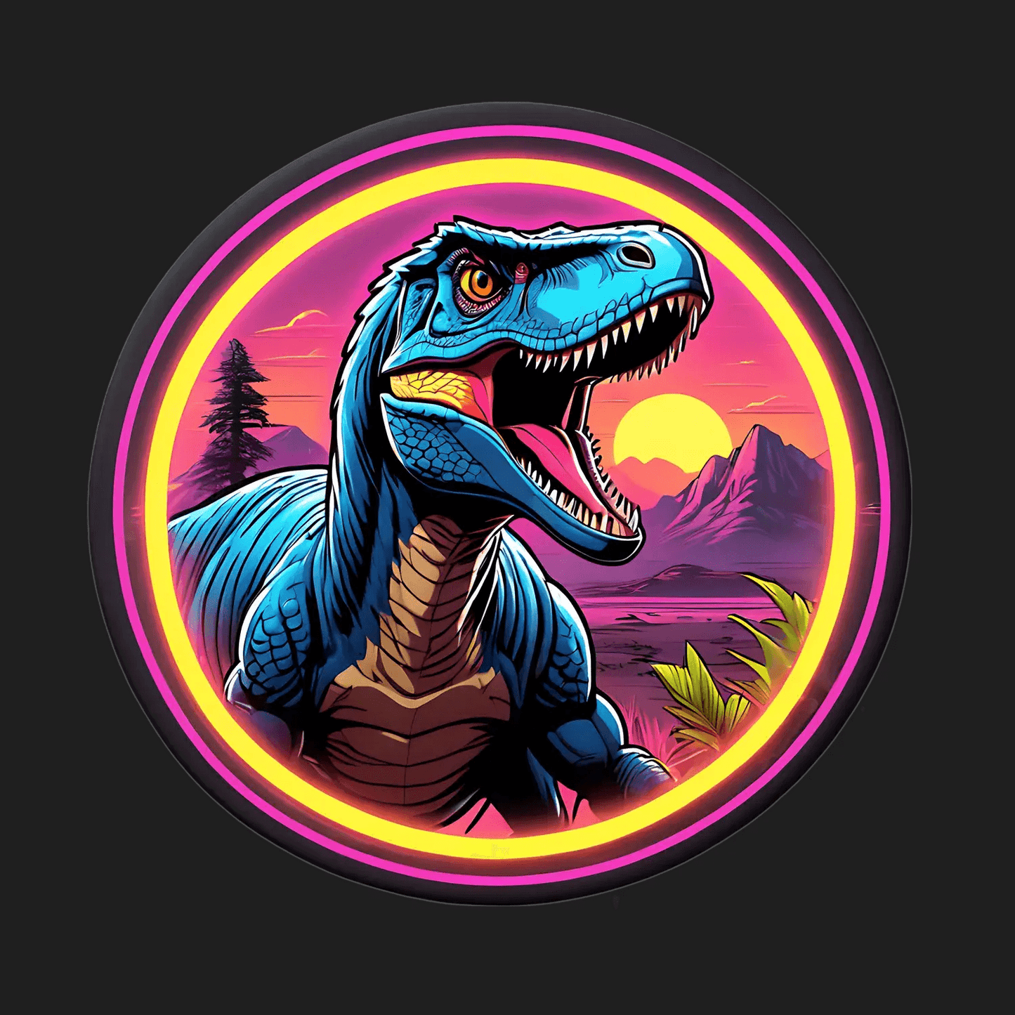 Dinosaur Sunset Glow - Sticker - Heat Press Transfer