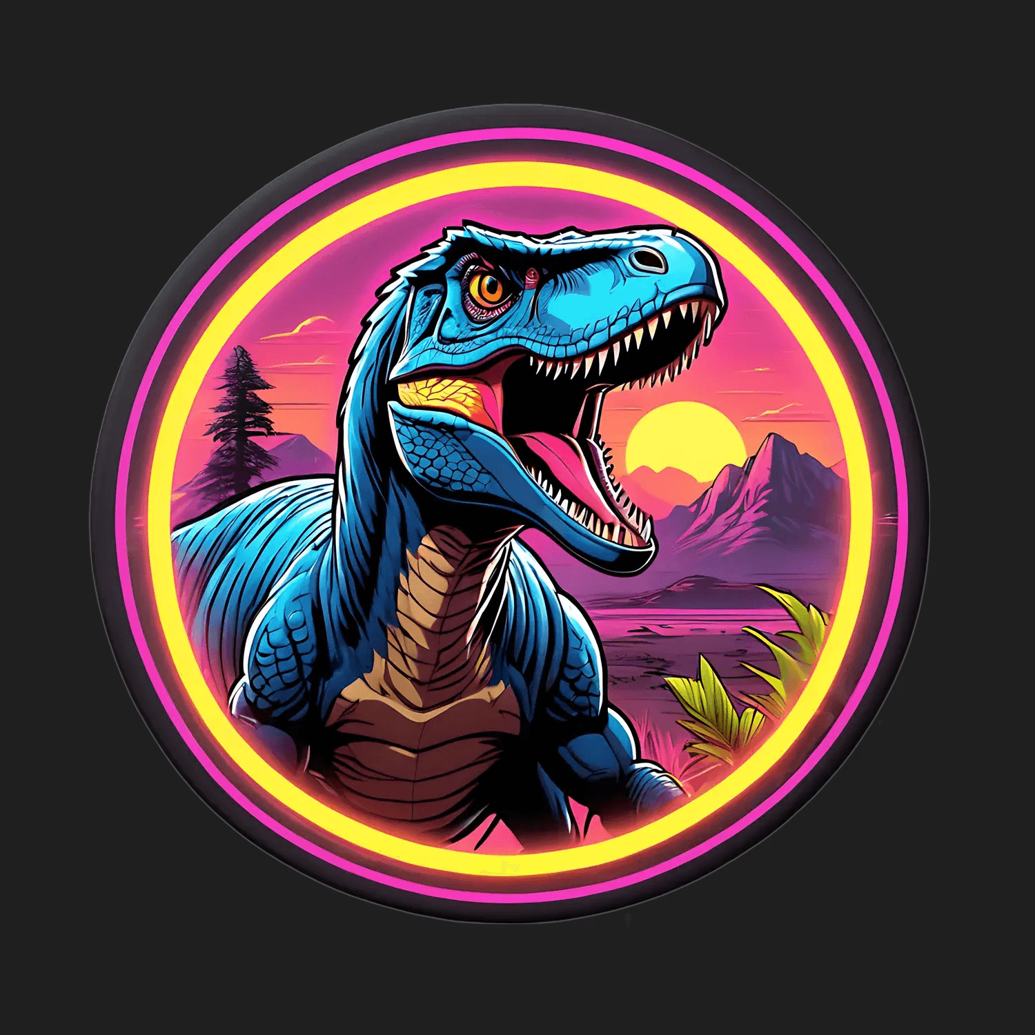 Dinosaur Sunset Glow - Sticker - Heat Press Transfer