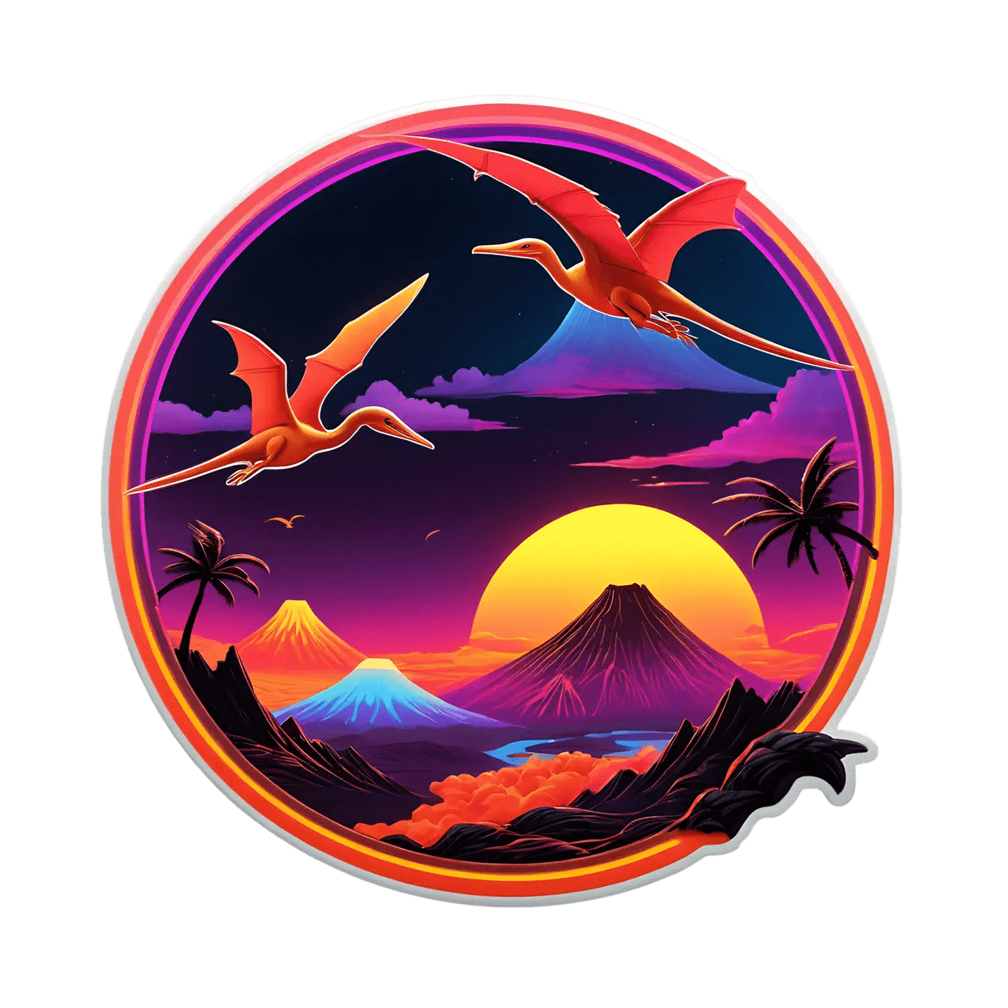 Dinosaur Sunset Scene - Sticker - Heat Press Transfer