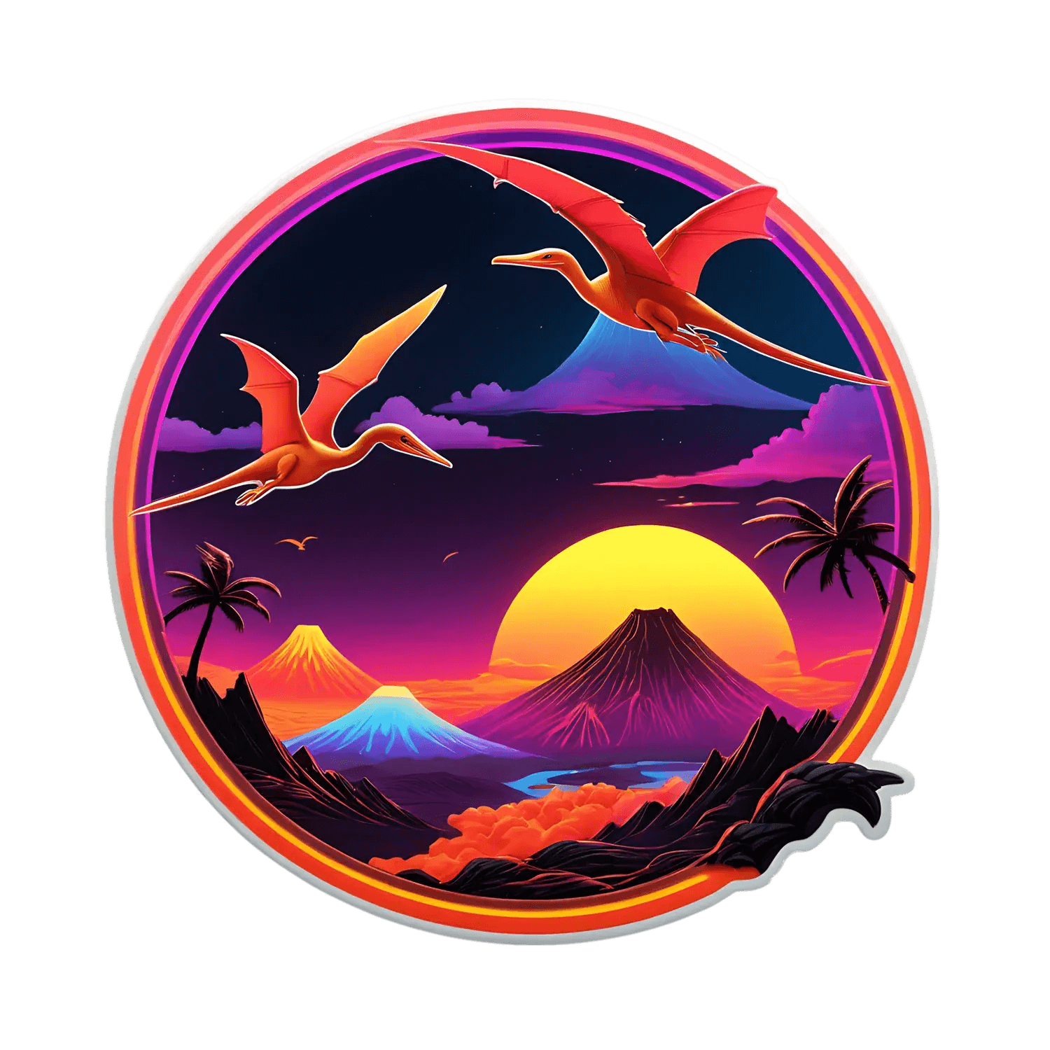 Dinosaur Sunset Scene - Sticker - Heat Press Transfer