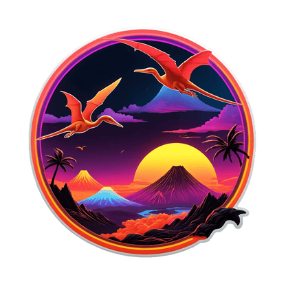 Dinosaur Sunset Scene - Sticker - Heat Press Transfer