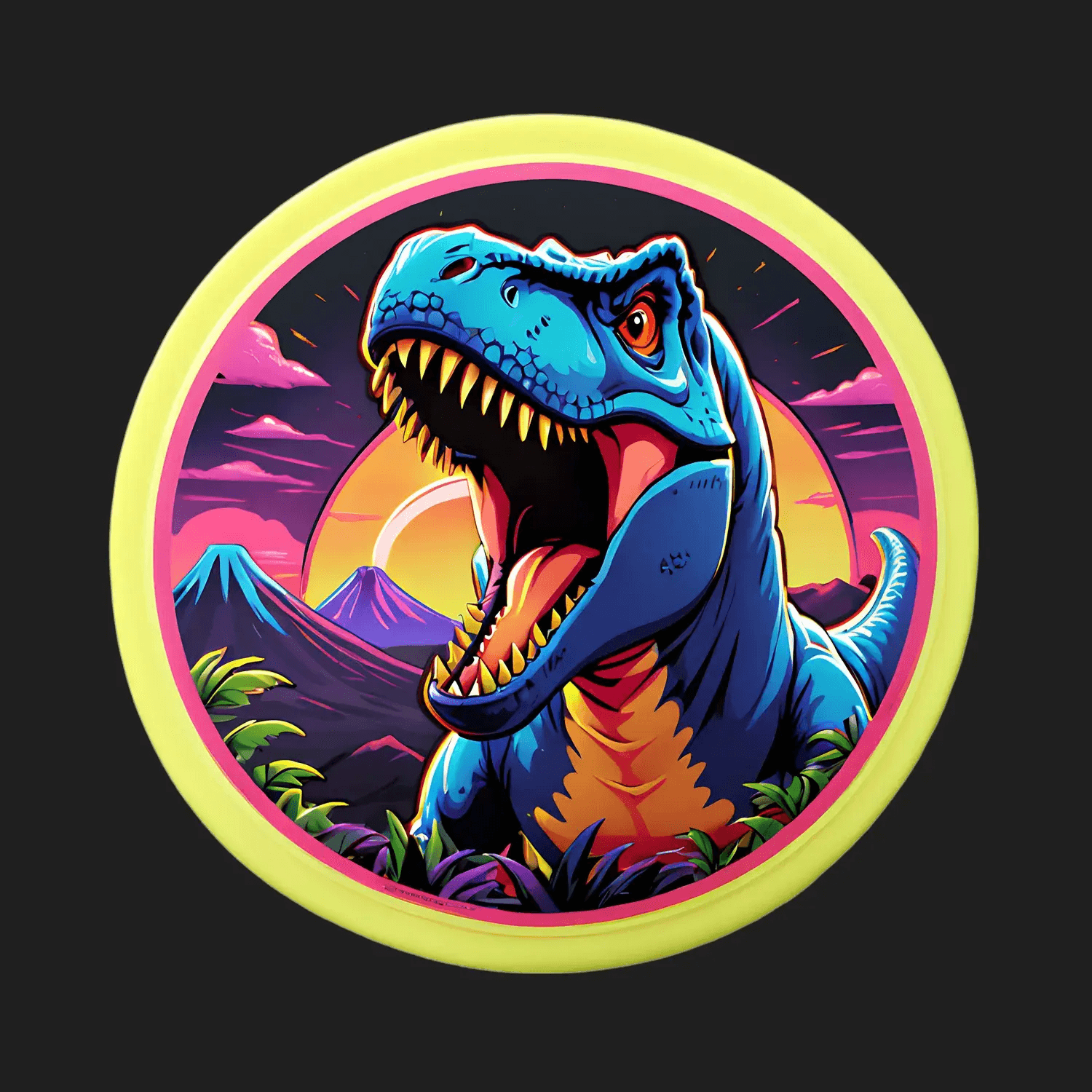 Dinosaur Sunset Scene - UV Sticker - Heat Press Transfer