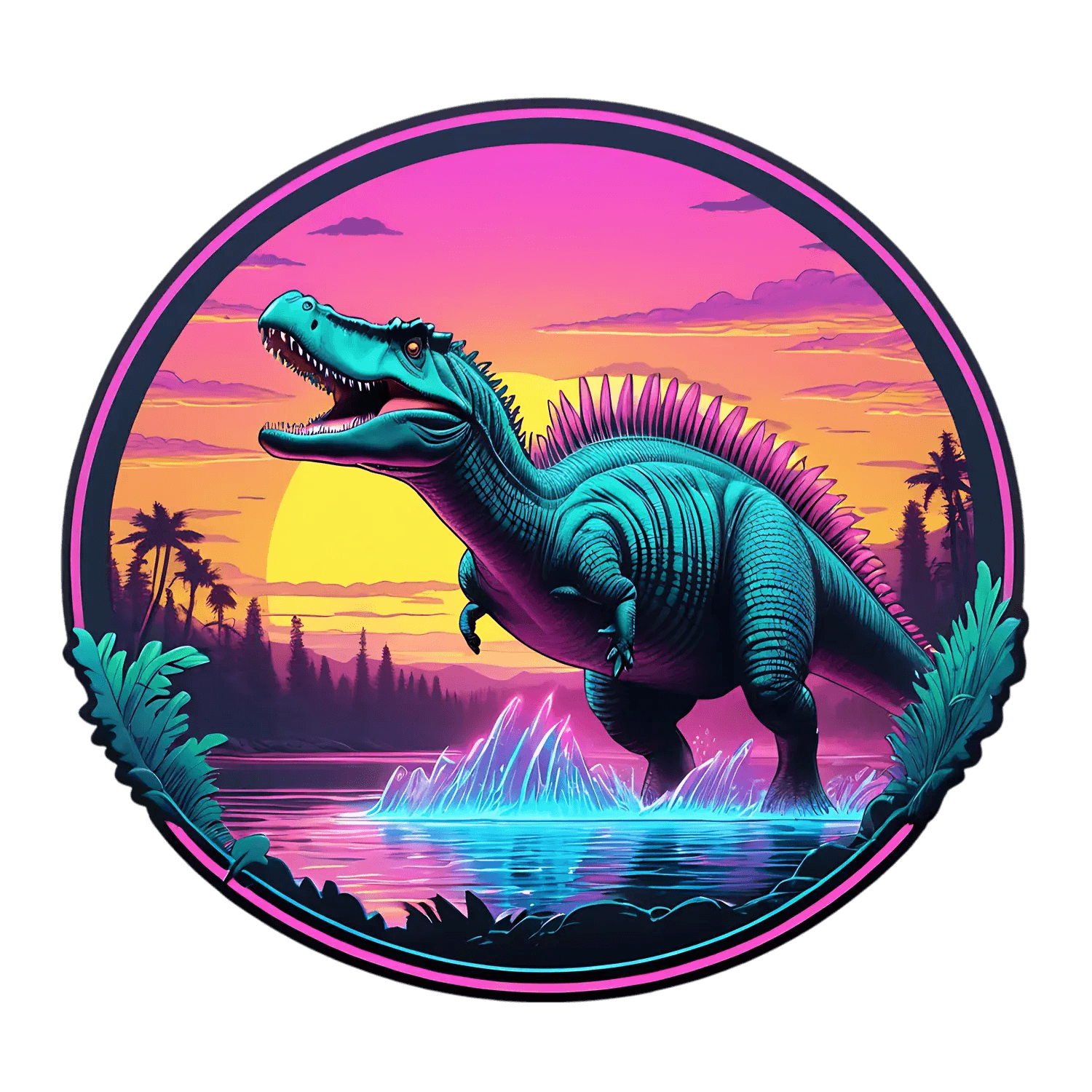 Dinosaur Sunset - Sticker - Heat Press Transfer