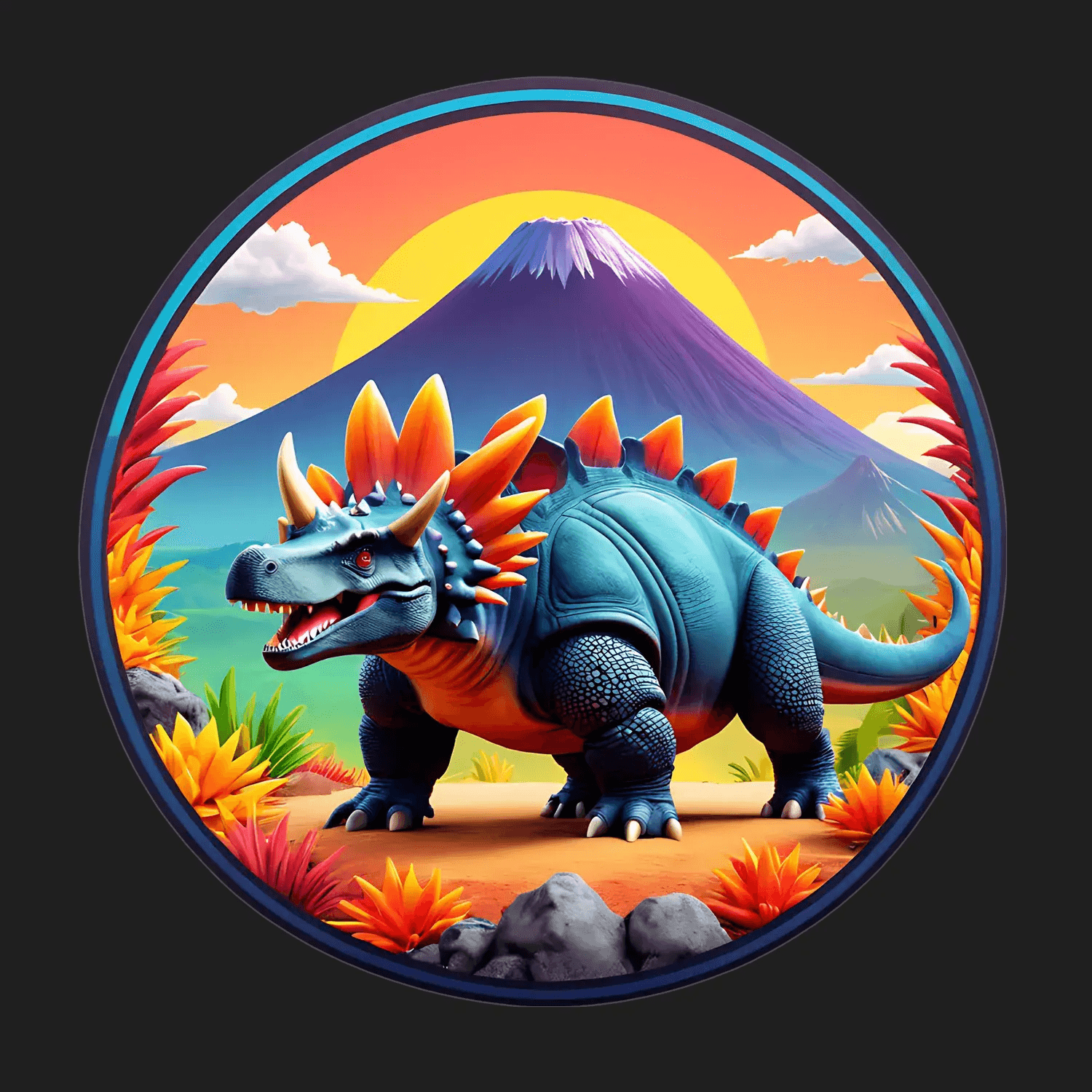 Dinosaur Sunset - Sticker - Heat Press Transfer