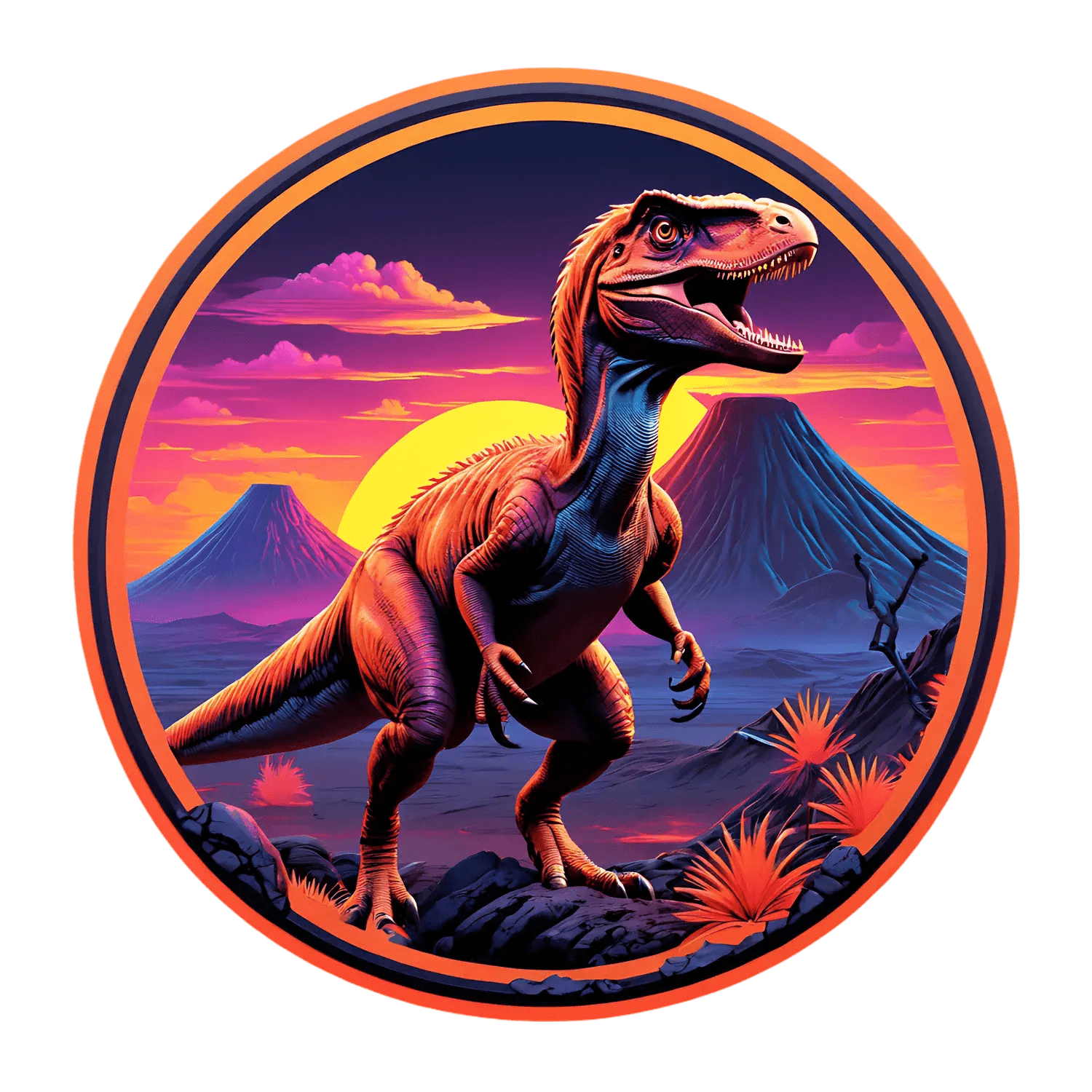Dinosaur Sunset - Sticker - Heat Press Transfer