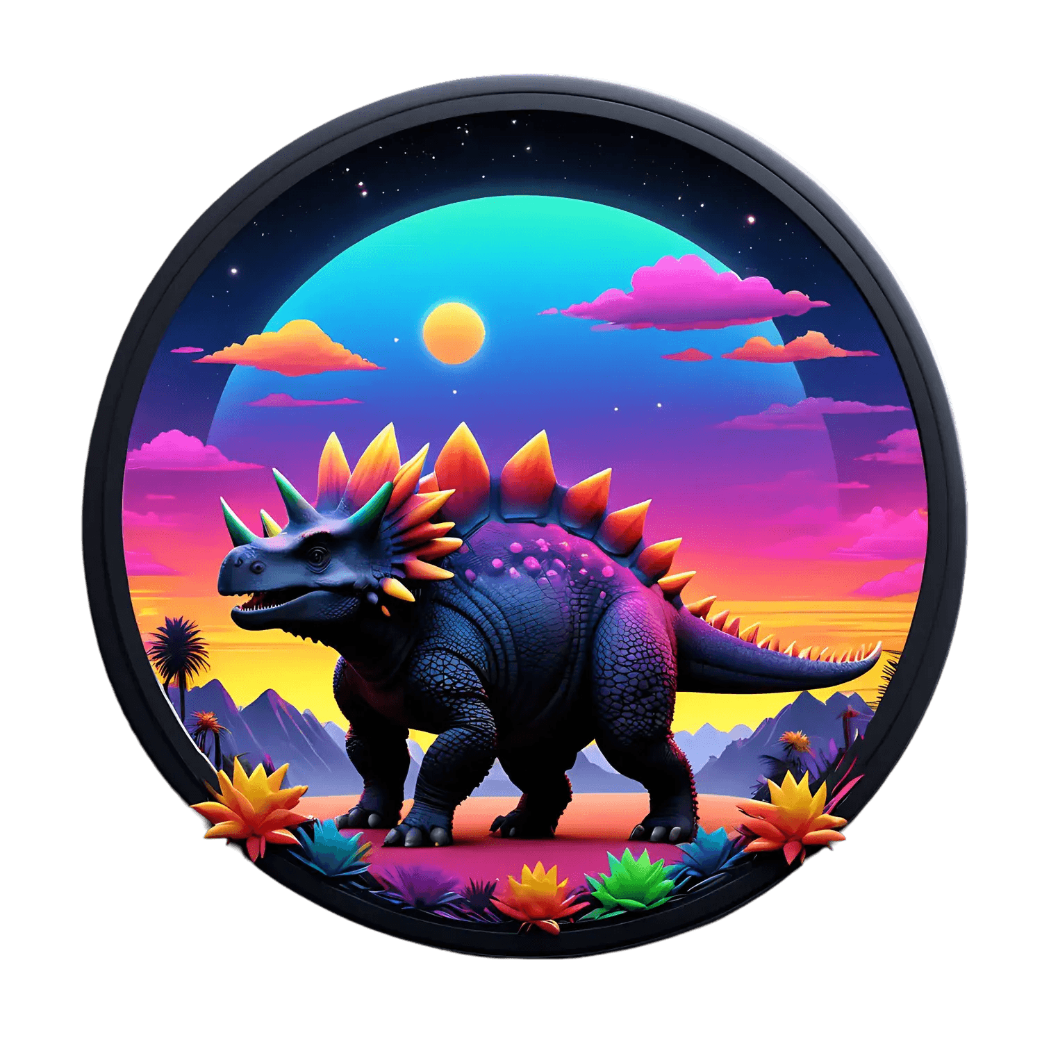 Dinosaur Sunset Sticker - UV DTF Decal - Heat Press Transfer