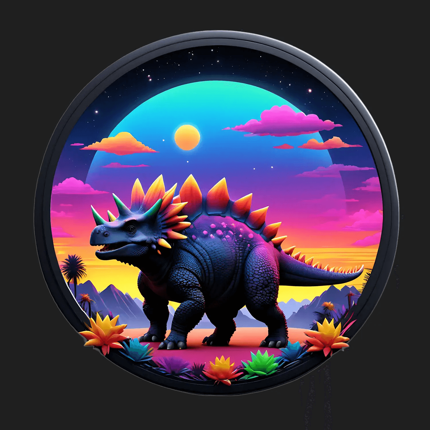 Dinosaur Sunset Sticker - UV DTF Decal - Heat Press Transfer