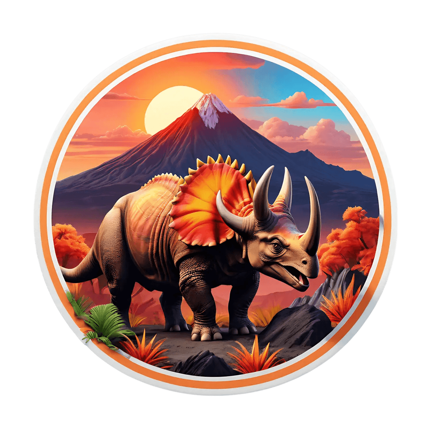 Dinosaur Sunset Sticker - Vibrant UV Design - Heat Press Transfer