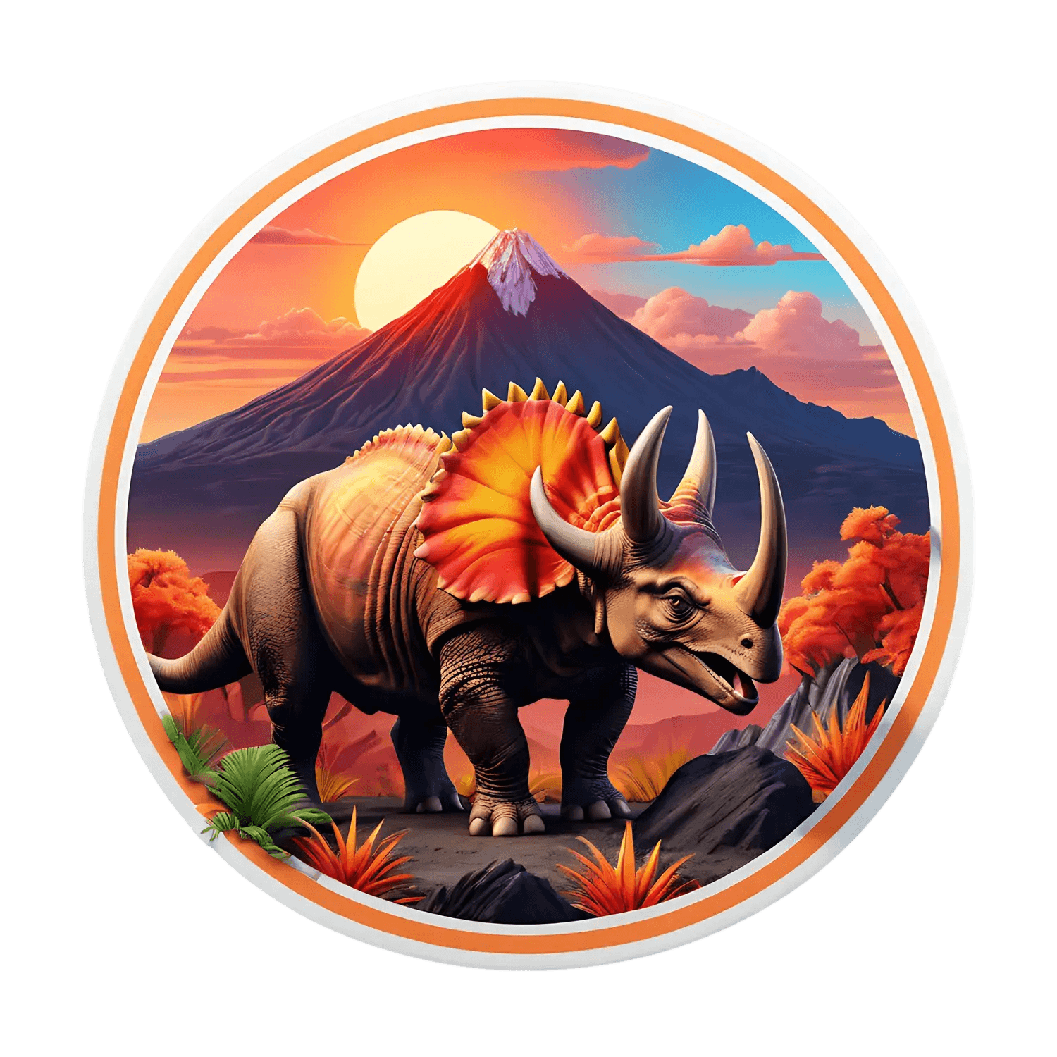 Dinosaur Sunset Sticker - Vibrant UV Design - Heat Press Transfer