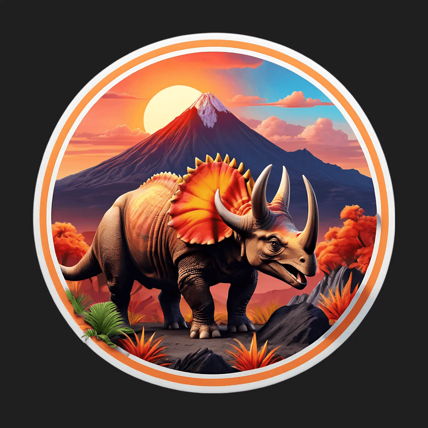 Dinosaur Sunset Sticker - Vibrant UV Design - Heat Press Transfer