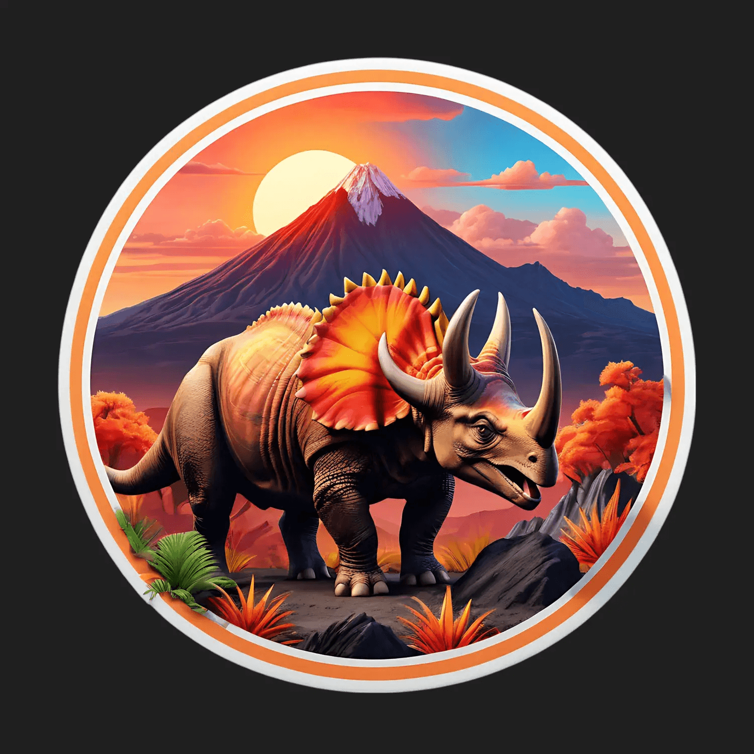 Dinosaur Sunset Sticker - Vibrant UV Design - Heat Press Transfer