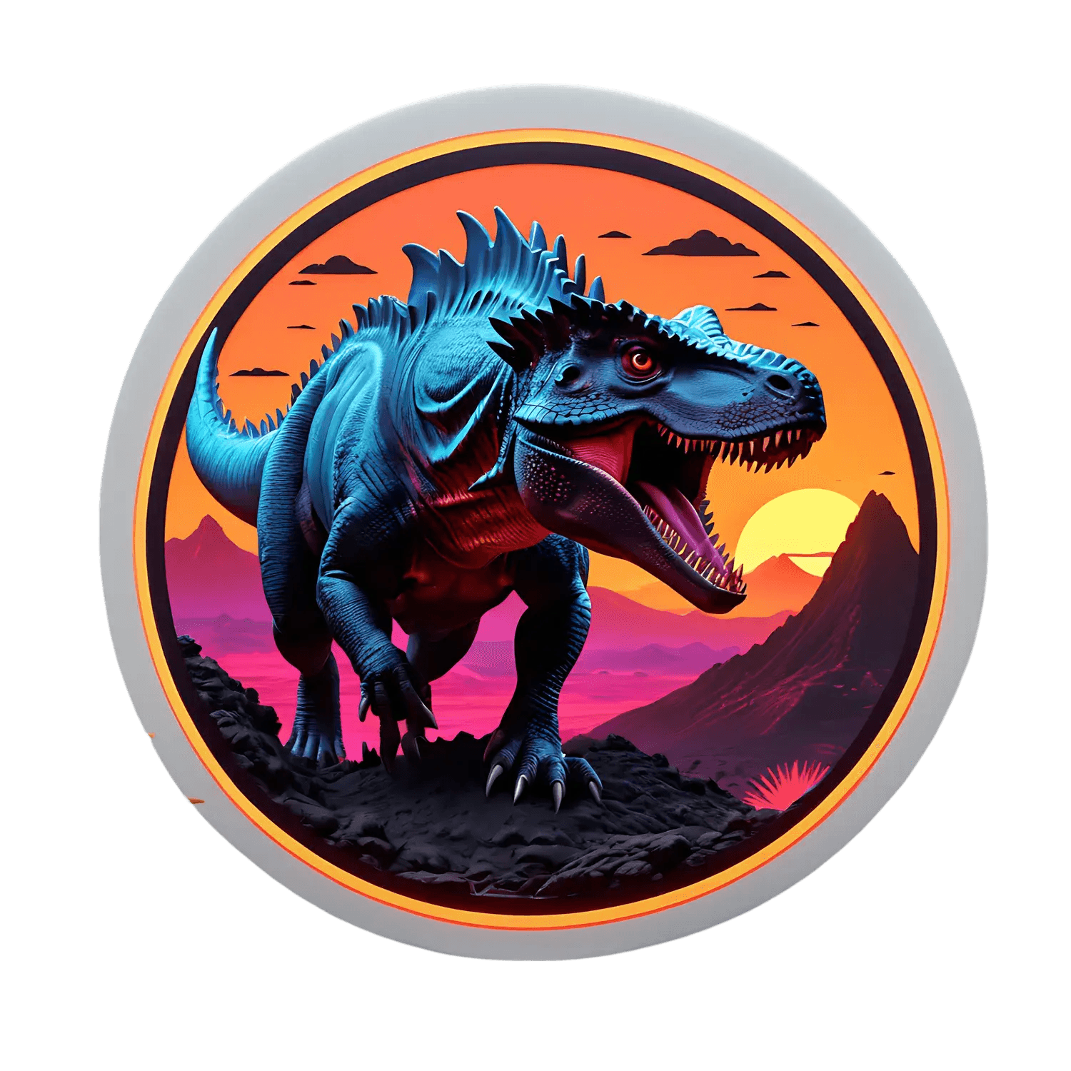 Dinosaur Sunset - UV DTF Sticker - Heat Press Transfer