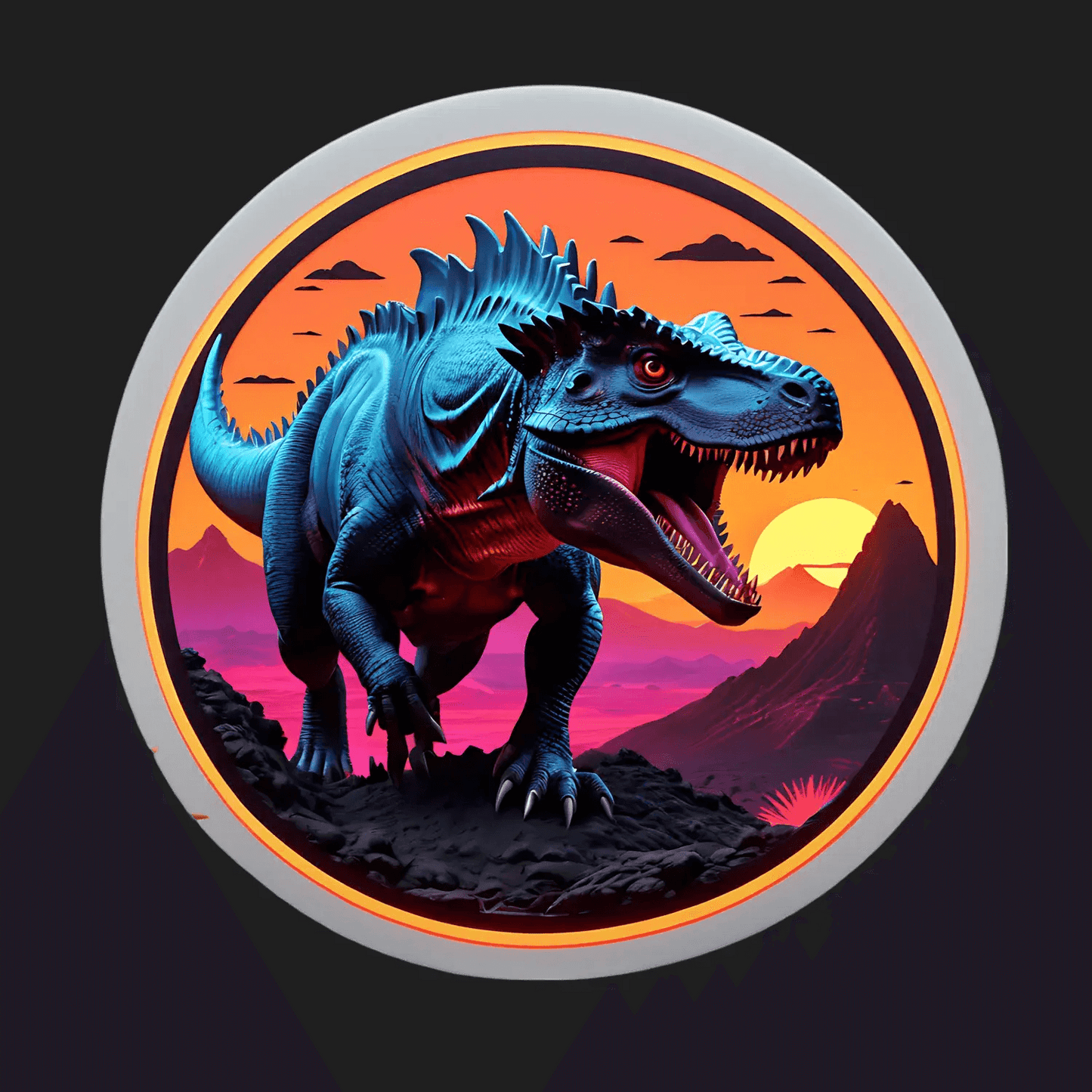 Dinosaur Sunset - UV DTF Sticker - Heat Press Transfer