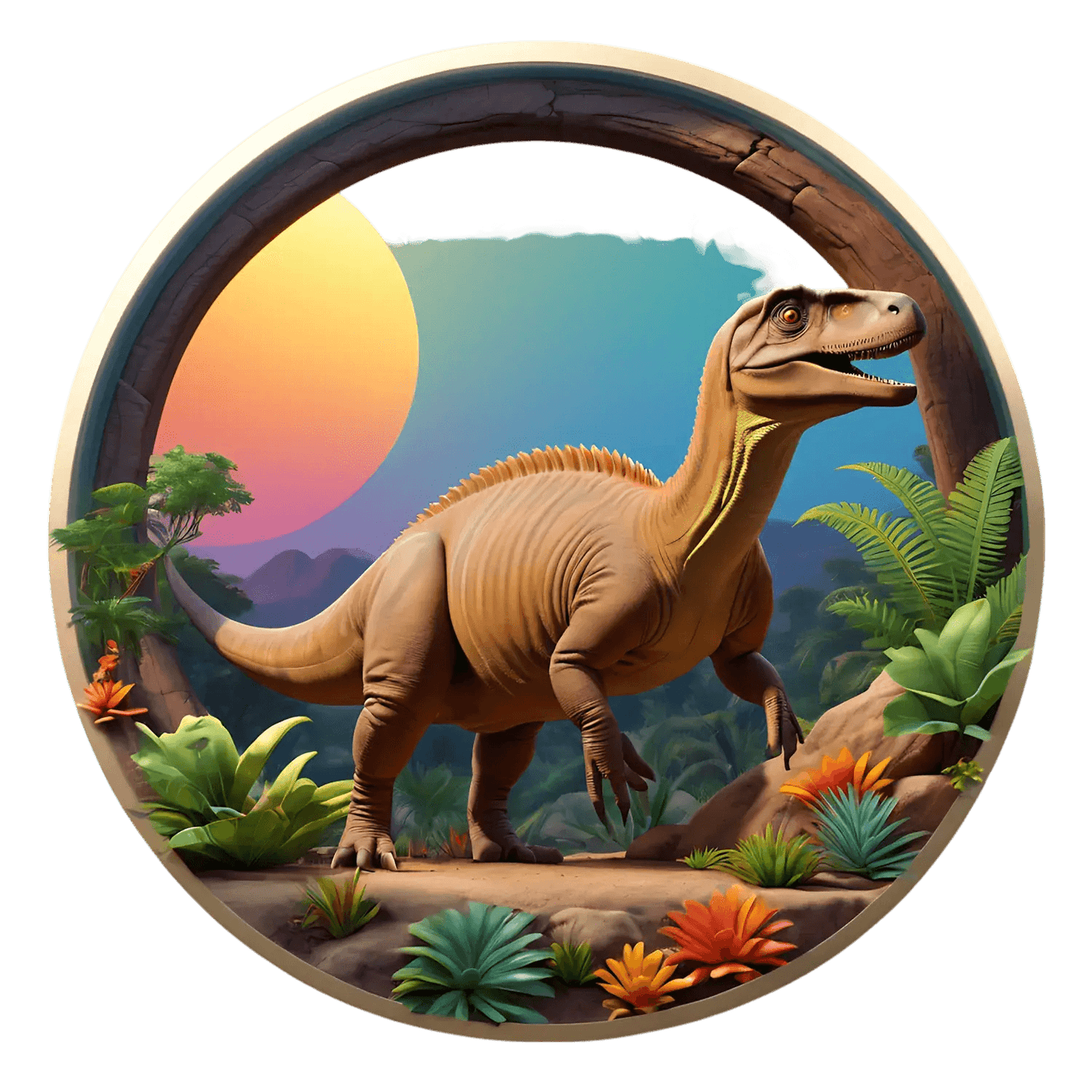 Dinosaur Sunset - UV DTF Sticker - Heat Press Transfer