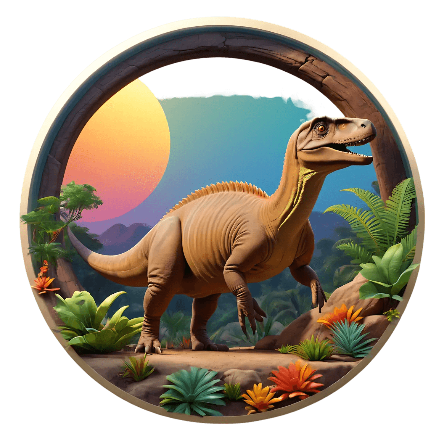 Dinosaur Sunset - UV DTF Sticker - Heat Press Transfer