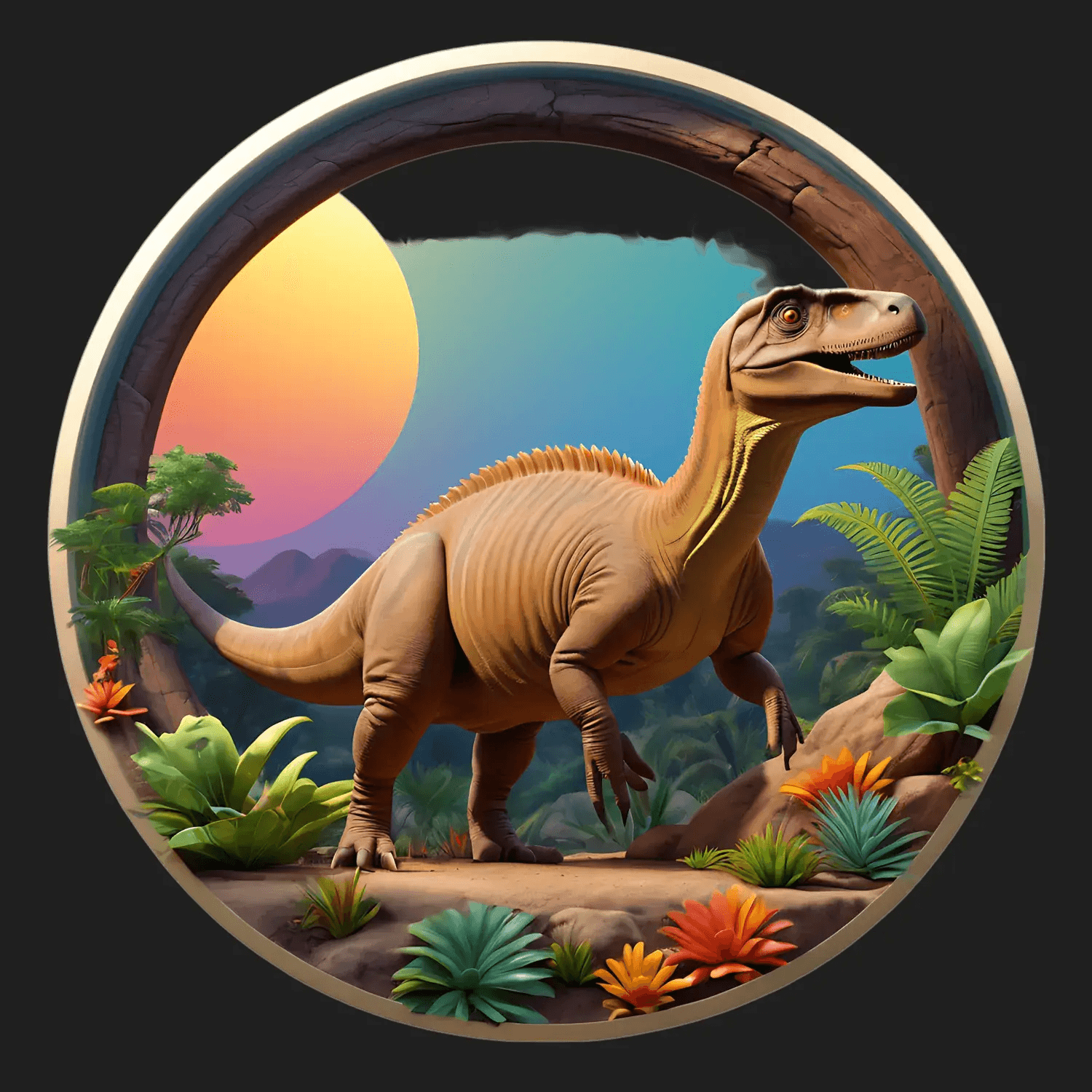Dinosaur Sunset - UV DTF Sticker - Heat Press Transfer