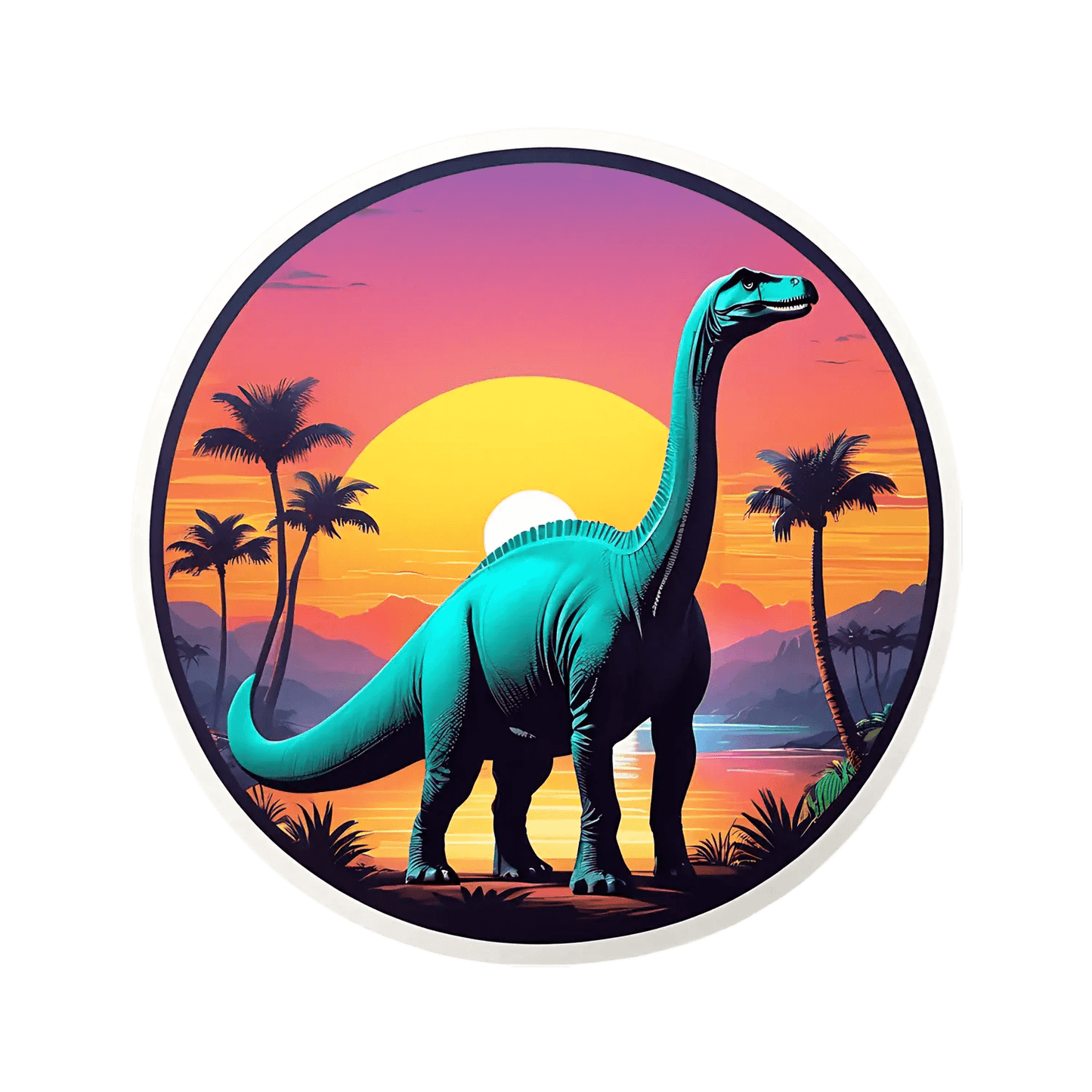 Dinosaur Sunset - UV DTF Sticker - Heat Press Transfer